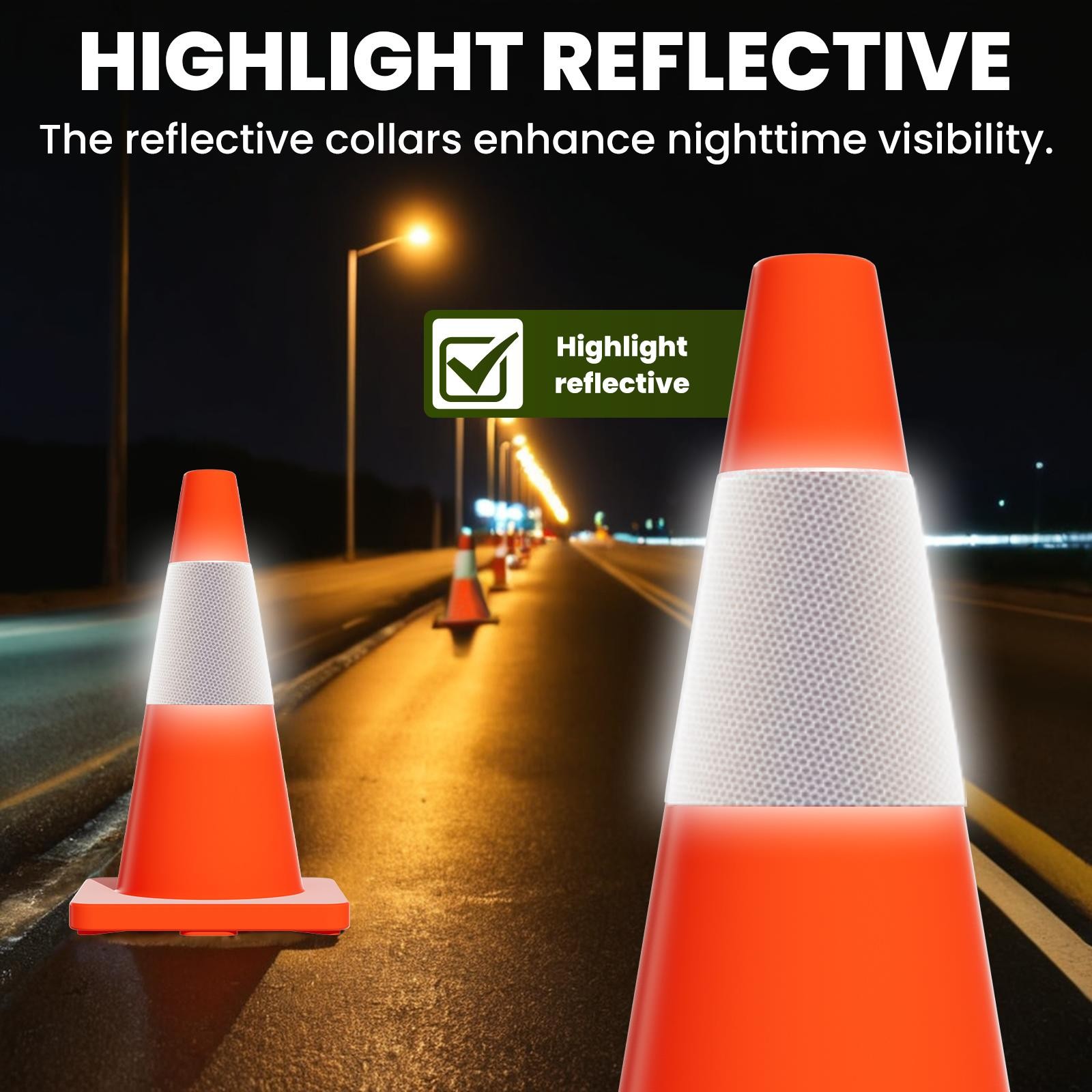 18″28″36″ Orange Traffic Cone Safety Cones Traffic Reflective Collars Road Cones