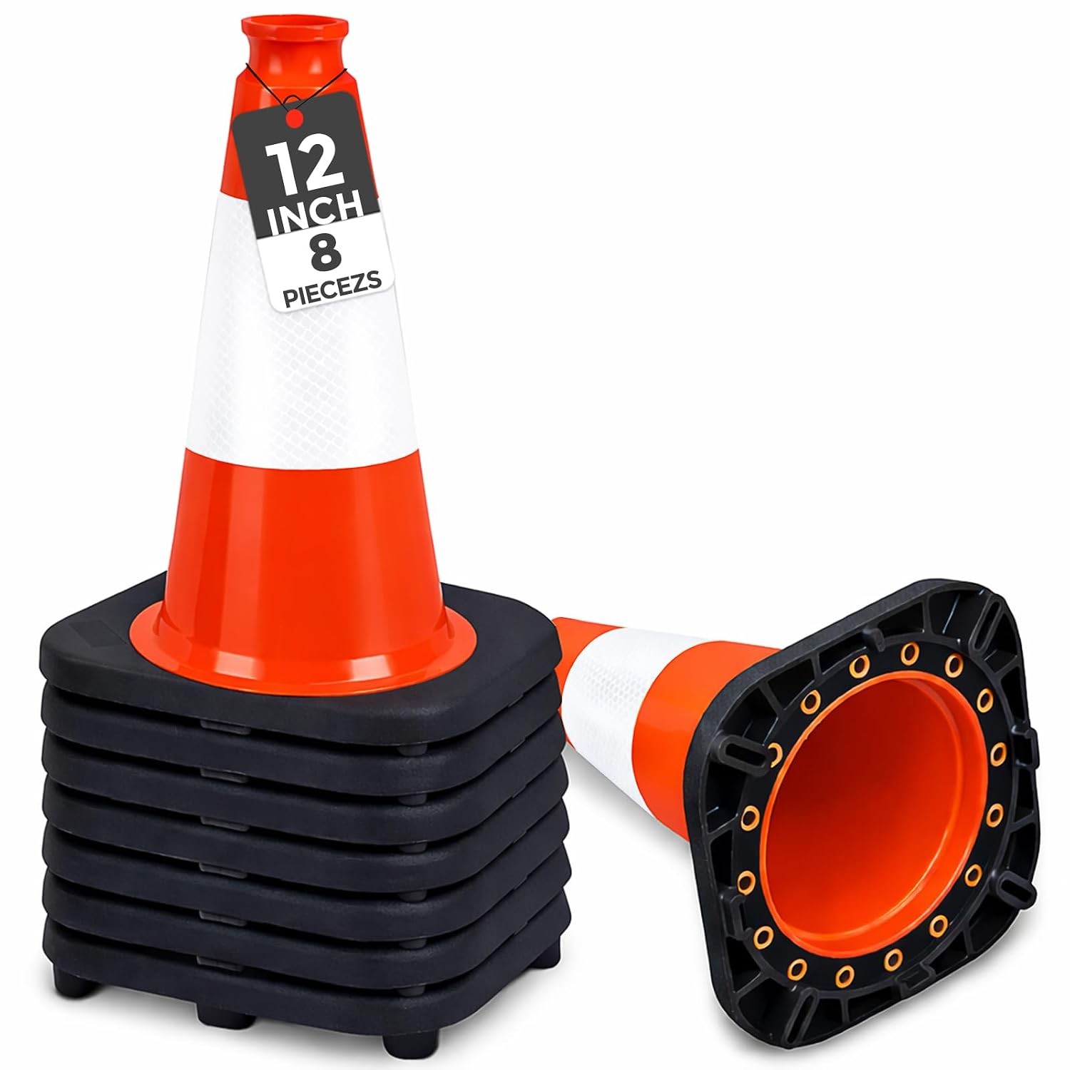 8 Pack 28” inch Traffic Safety Cones Orange Road Parking Cones Heavy Duty