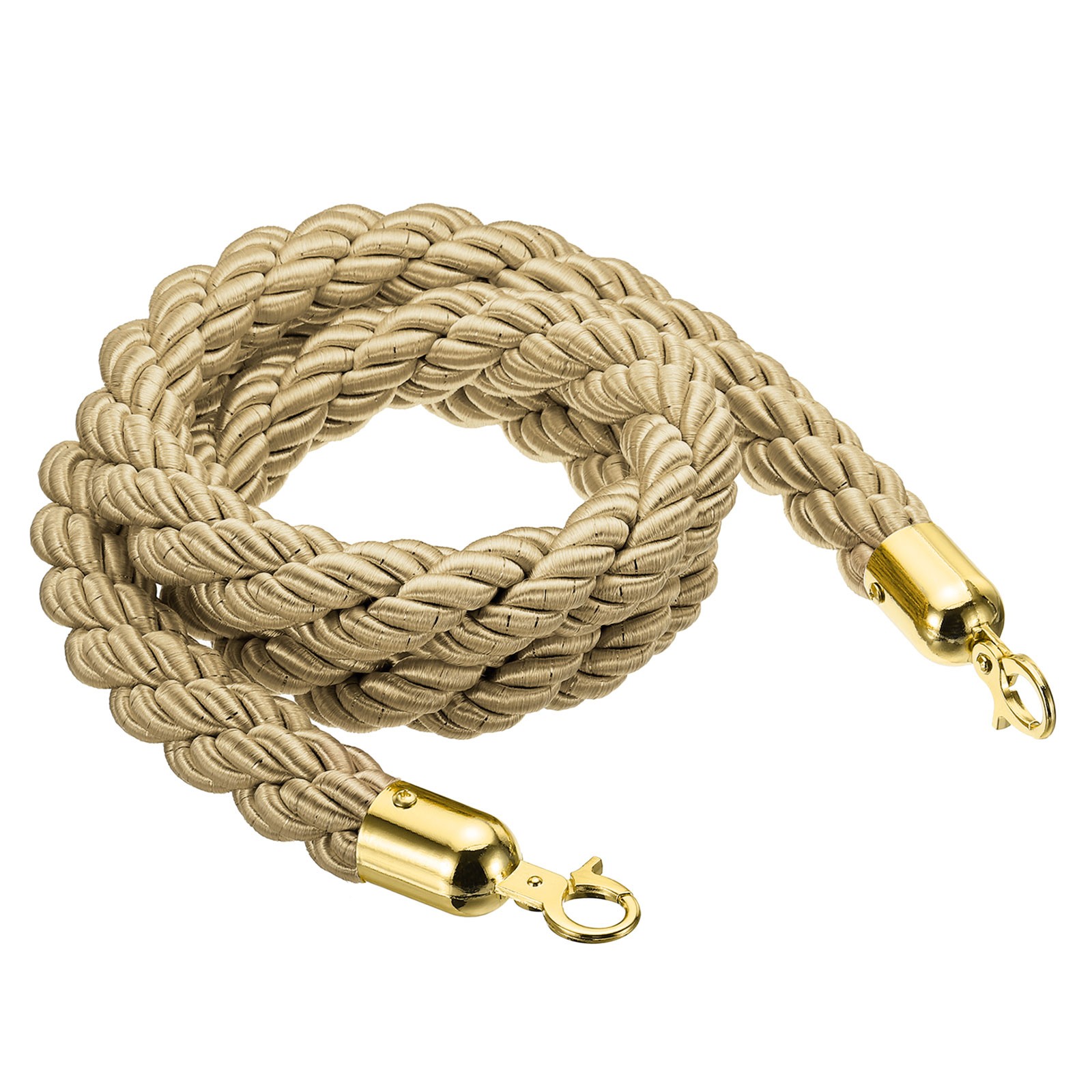 Stanchion Rope 1.5m 5Ft Barrier Rope Twisted Post Champagne Gold Gold Hook
