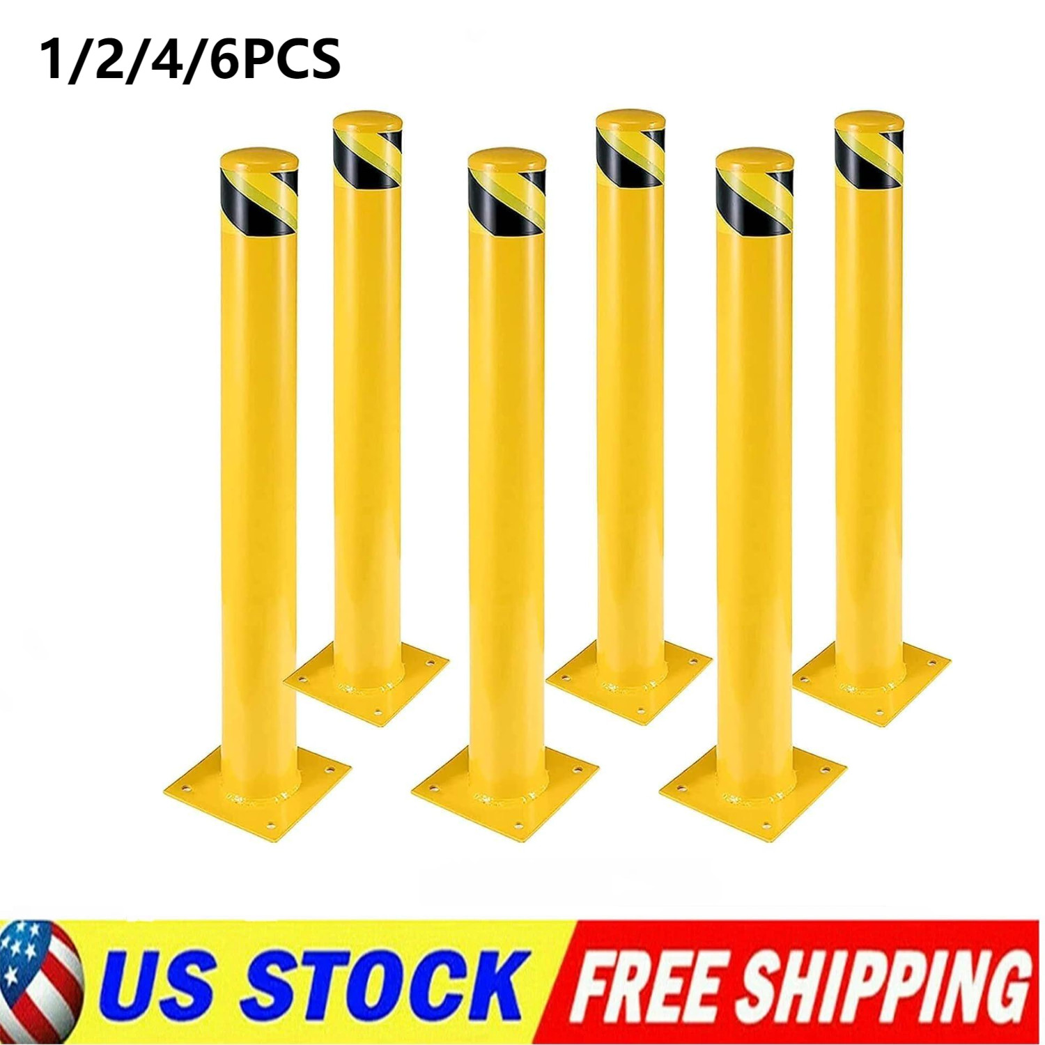 1/2/4/6 PCS Heavy Duty Steel Safety Bollards for Garages, Parking Lots – 36 Inch