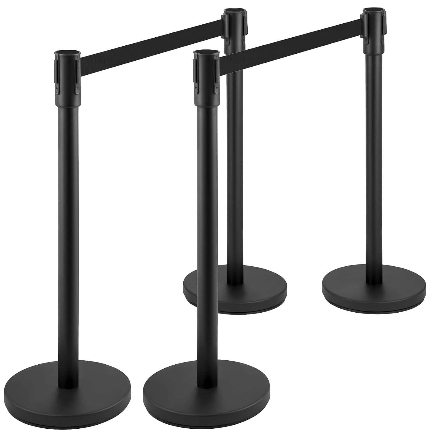 2/4/6Pcs Crowd Control Barrier Queue Poles w/ Retractable Belt Stanchion Posts