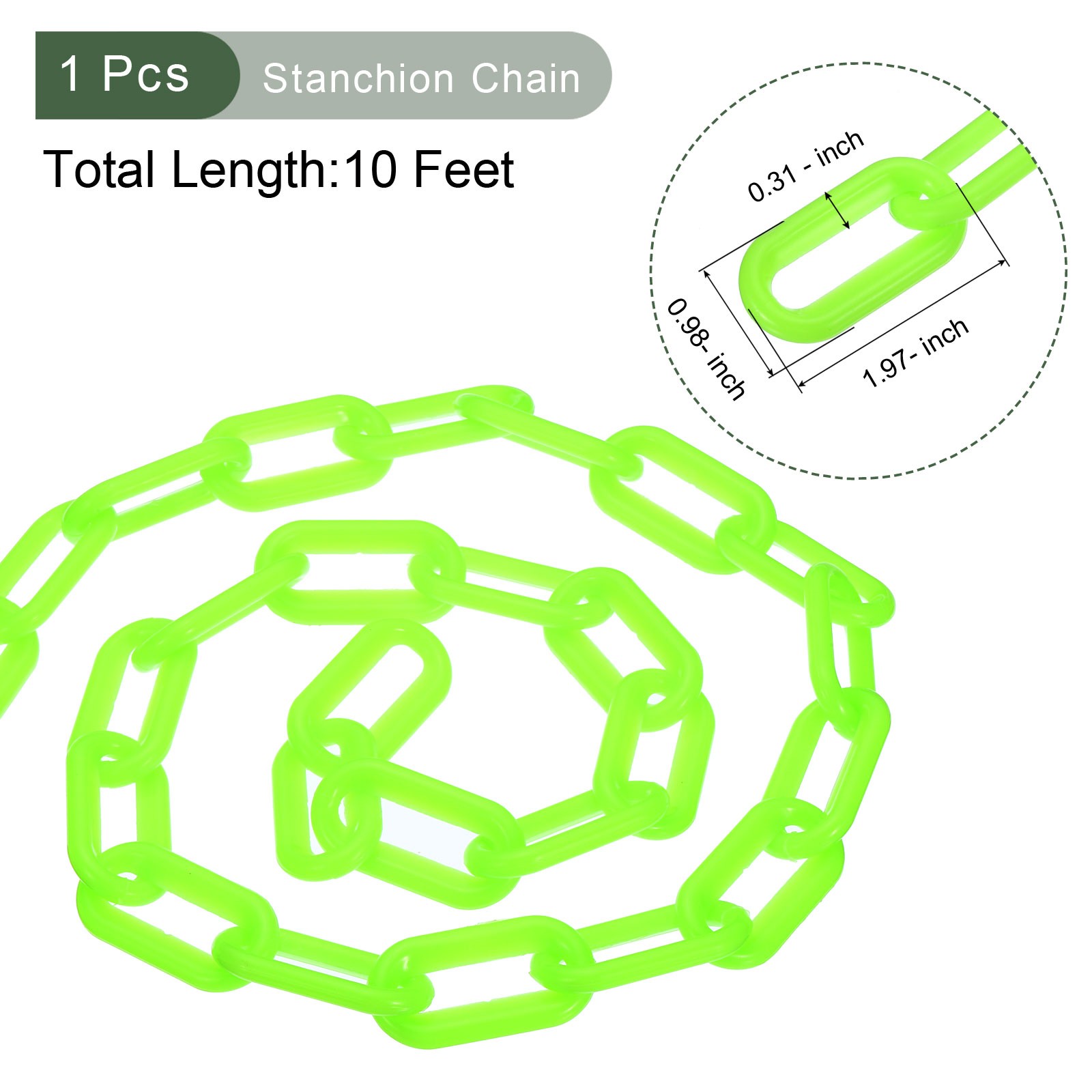 Plastic Chain Barrier (Green, 10 Feet, 0.3″ Dia)