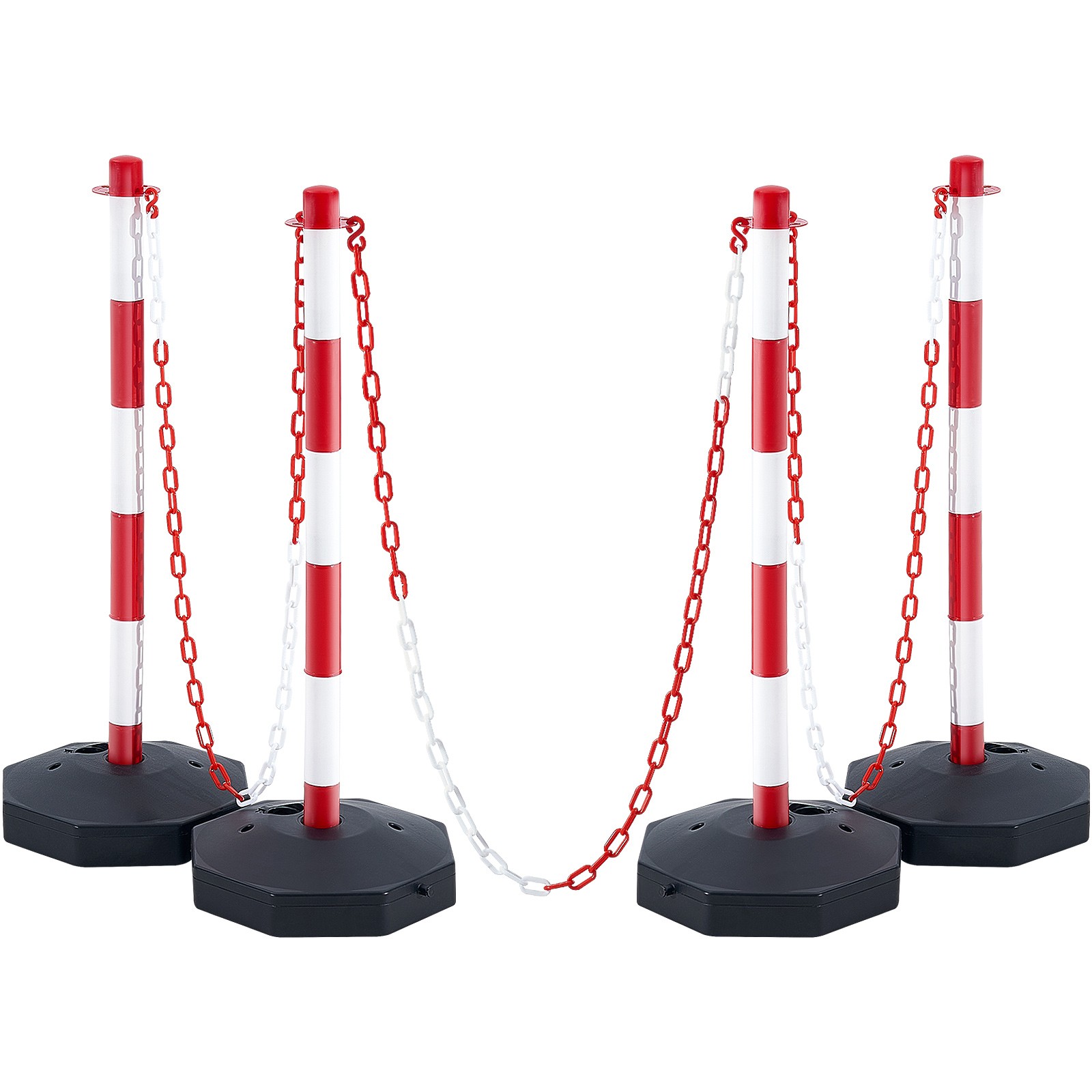 VEVOR 4PCs Traffic Delineator Post Cones with Fillable Base 8FT Chain Adjustable