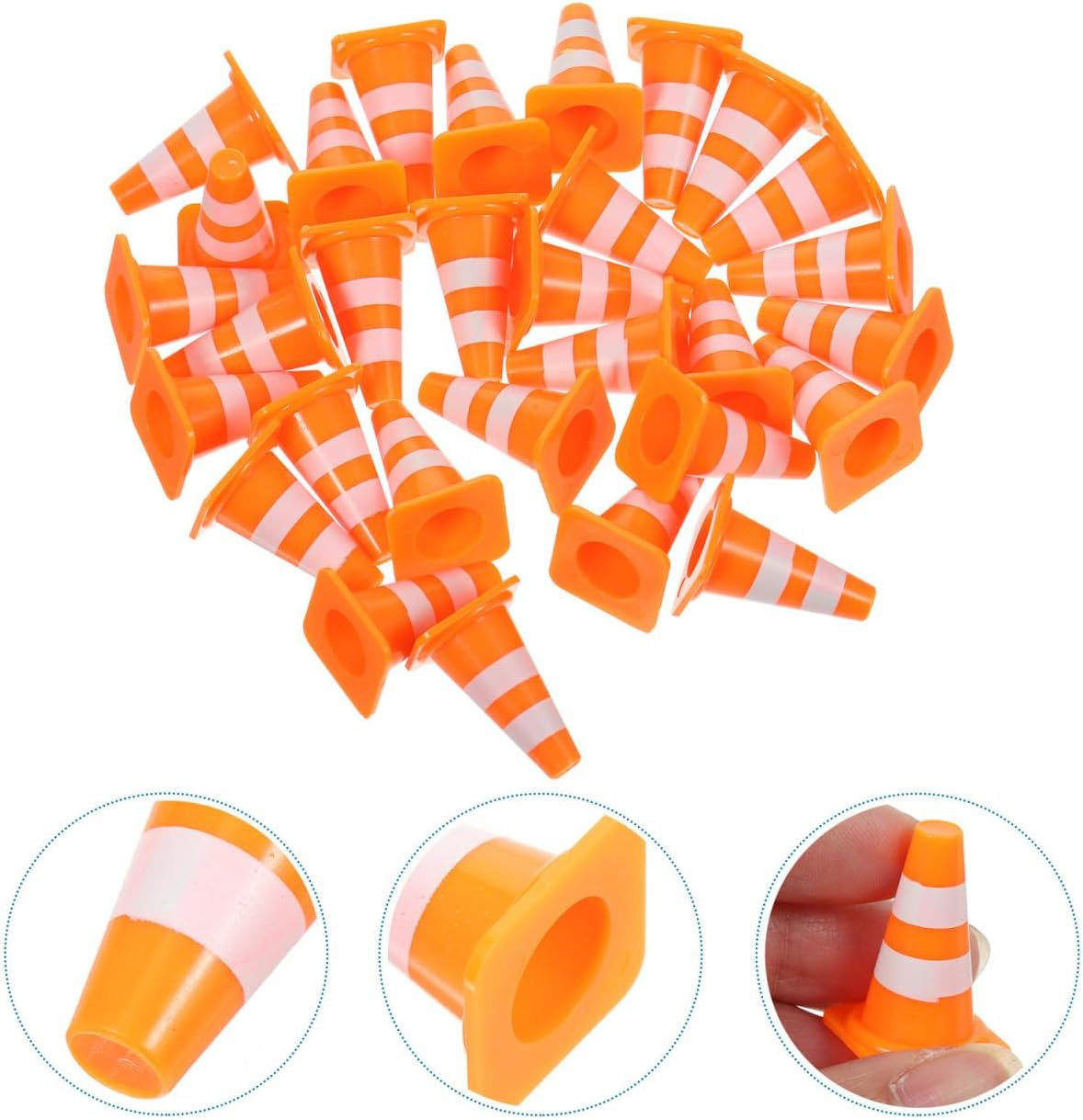 NUOBESTY 30Pcs Mini Traffic Cones, 0.98 Small Orange Construction Cones Miniatur