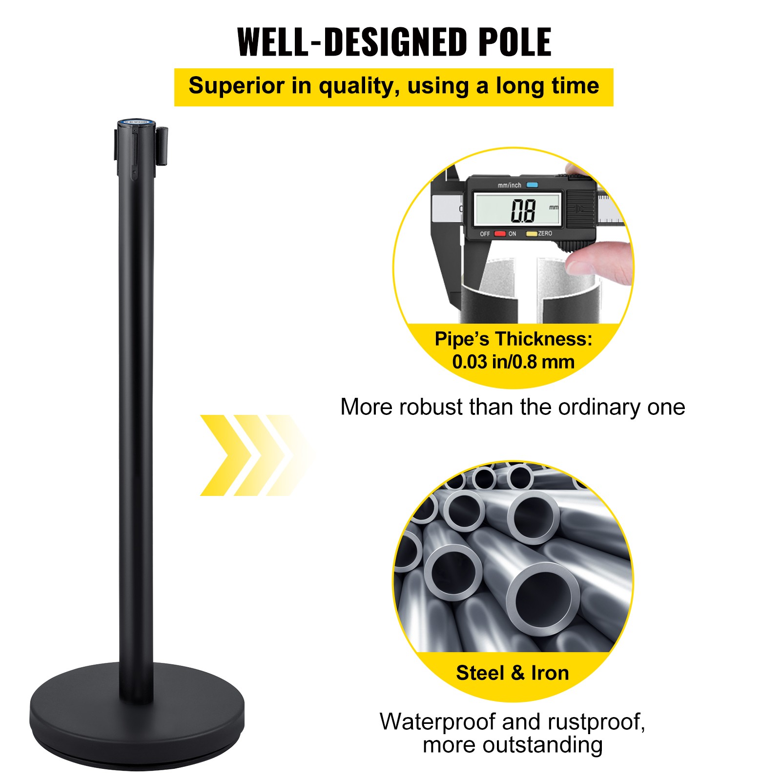 Uimoso 4 Pieces Crowd Control Stanchion Posts Set 6.6 ft/2 m Retractable Belts