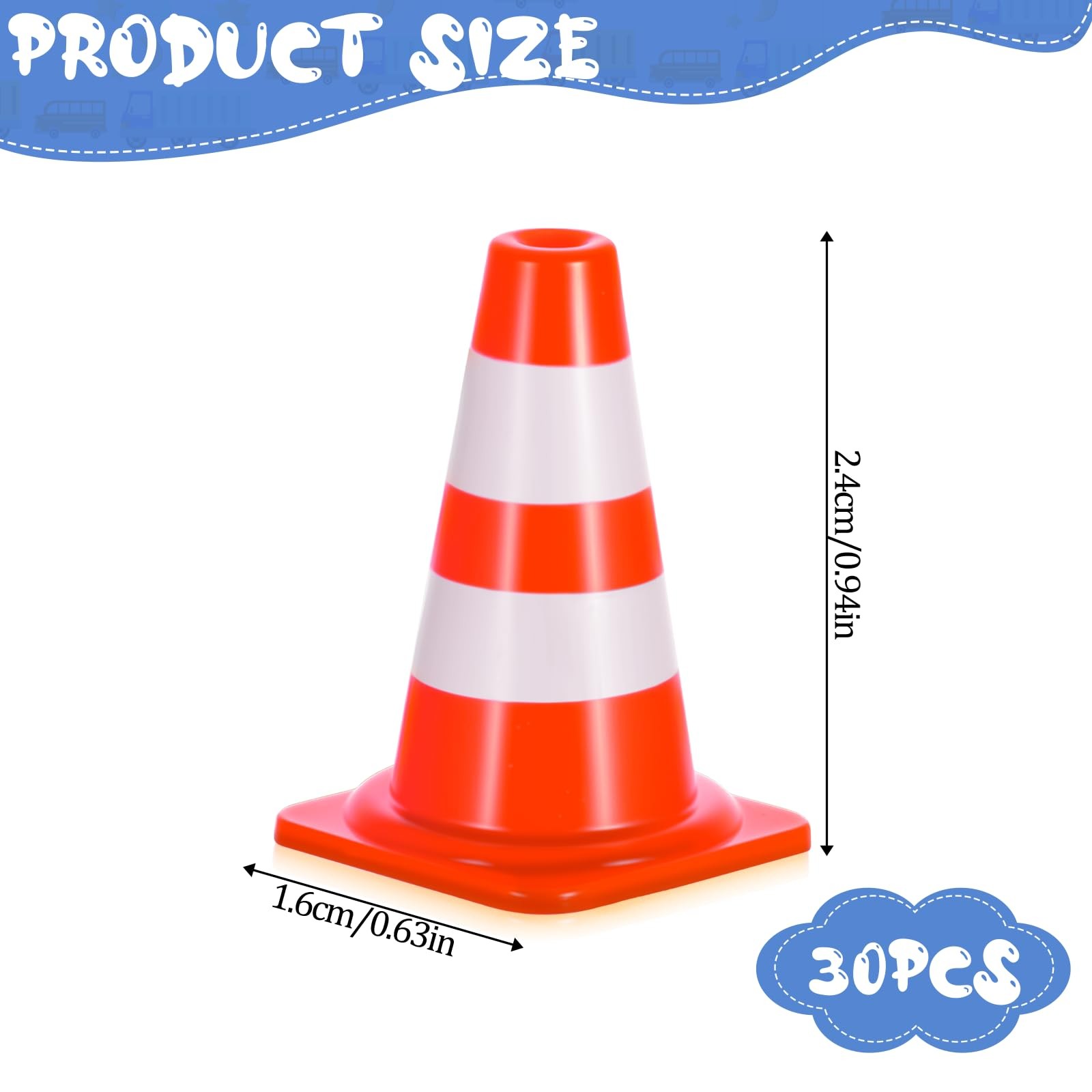 30 PCS Mini Traffic Cones, 1″ Construction Small orange red