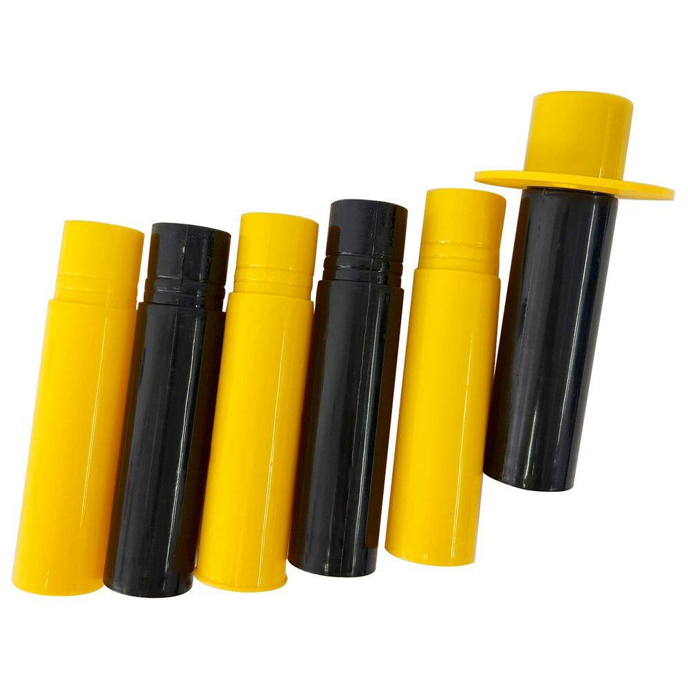 12-Pack Yellow/Black Plastic Safety Barrier Post W/Fillable Base,5Ft Plastic Cha