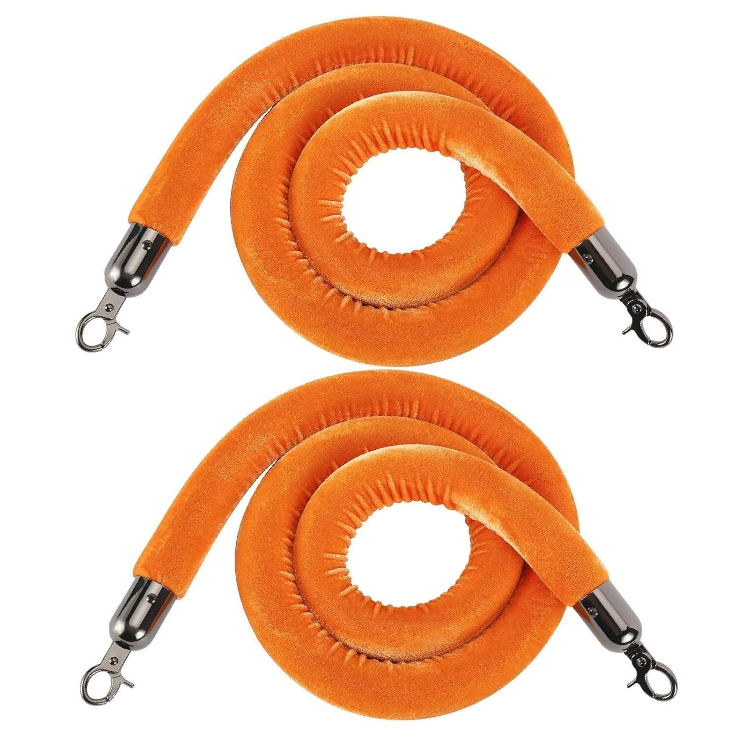 RealPlus 4pcs Orange Velvet Stanchion Ropes with Black Hooks,10 Feet Stanchion Q