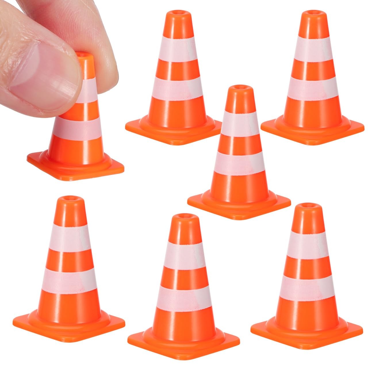 7 Pcs Mini Traffic Cones, 1″ Tiny Orange Safety Cones for Cake Toppers, Const…