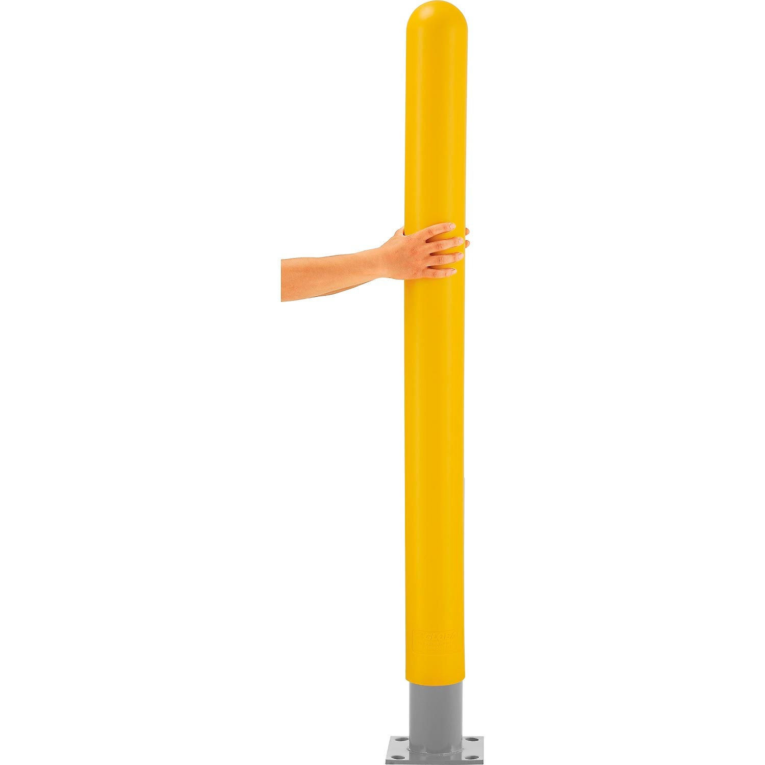 60″H Smooth Bollard Post Sleeve 4″ HDPE Dome Top Yellow