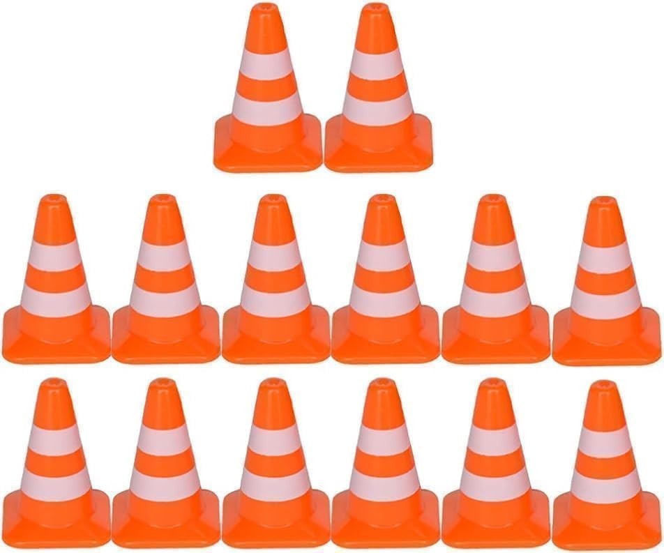 14Pcs Realistic Miniature Traffic Cones for Dollhouse Scenes & Educational Use