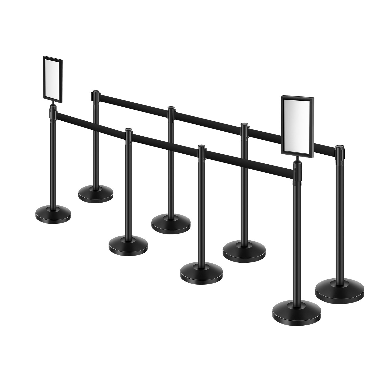 Uimoso 8 Pcs Stanchion Post with 4 Retractable Belts &2 Sign Holders Hollow Base