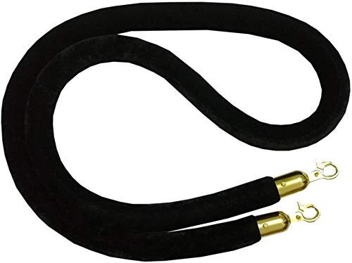 Black Velvet Stanchion Rope Crowd Control Rope Barrier with Gold Color Plated