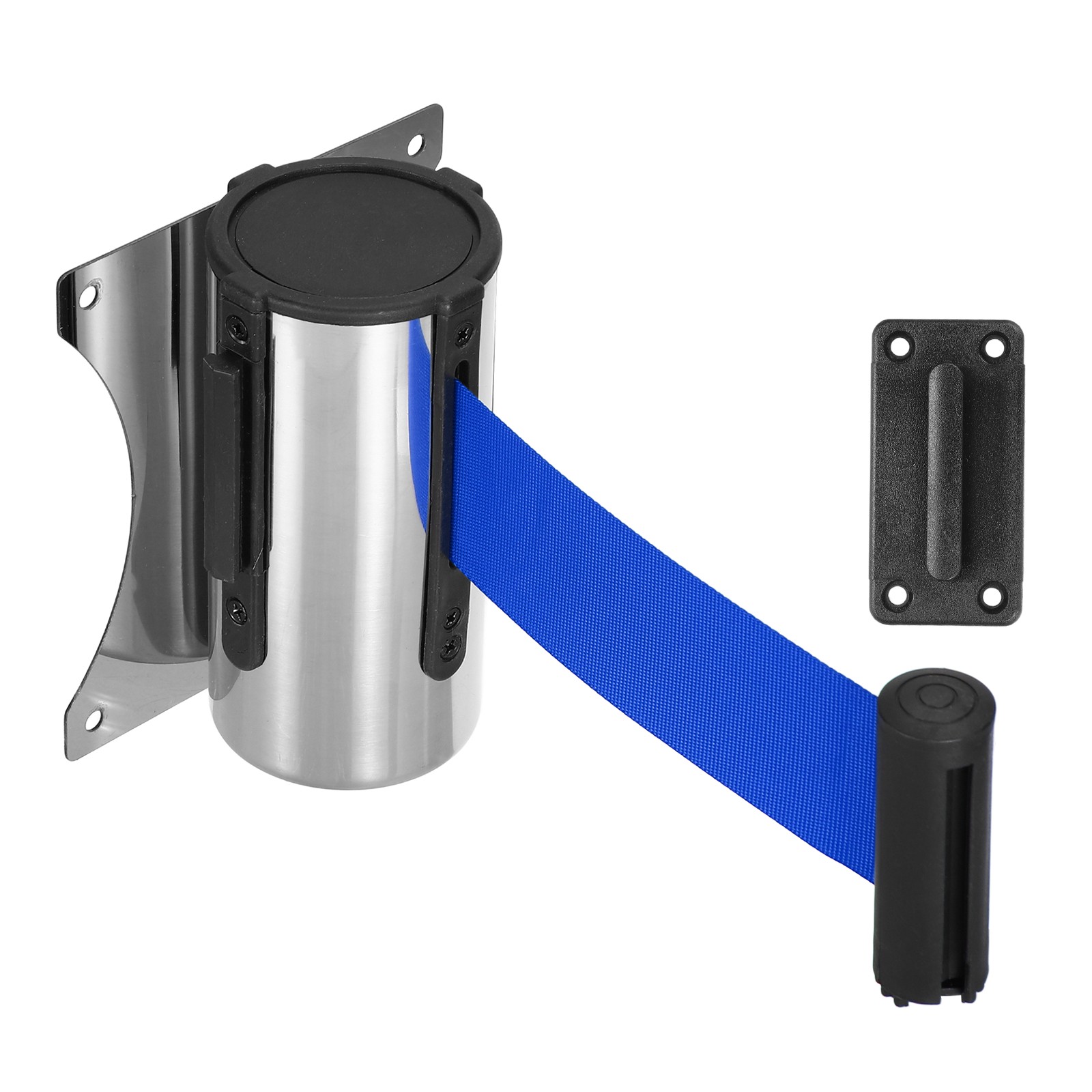 Fixed Wall Mount Retractable Belt Barrier (10 Feet, Dark Blue) (1 Pcs)