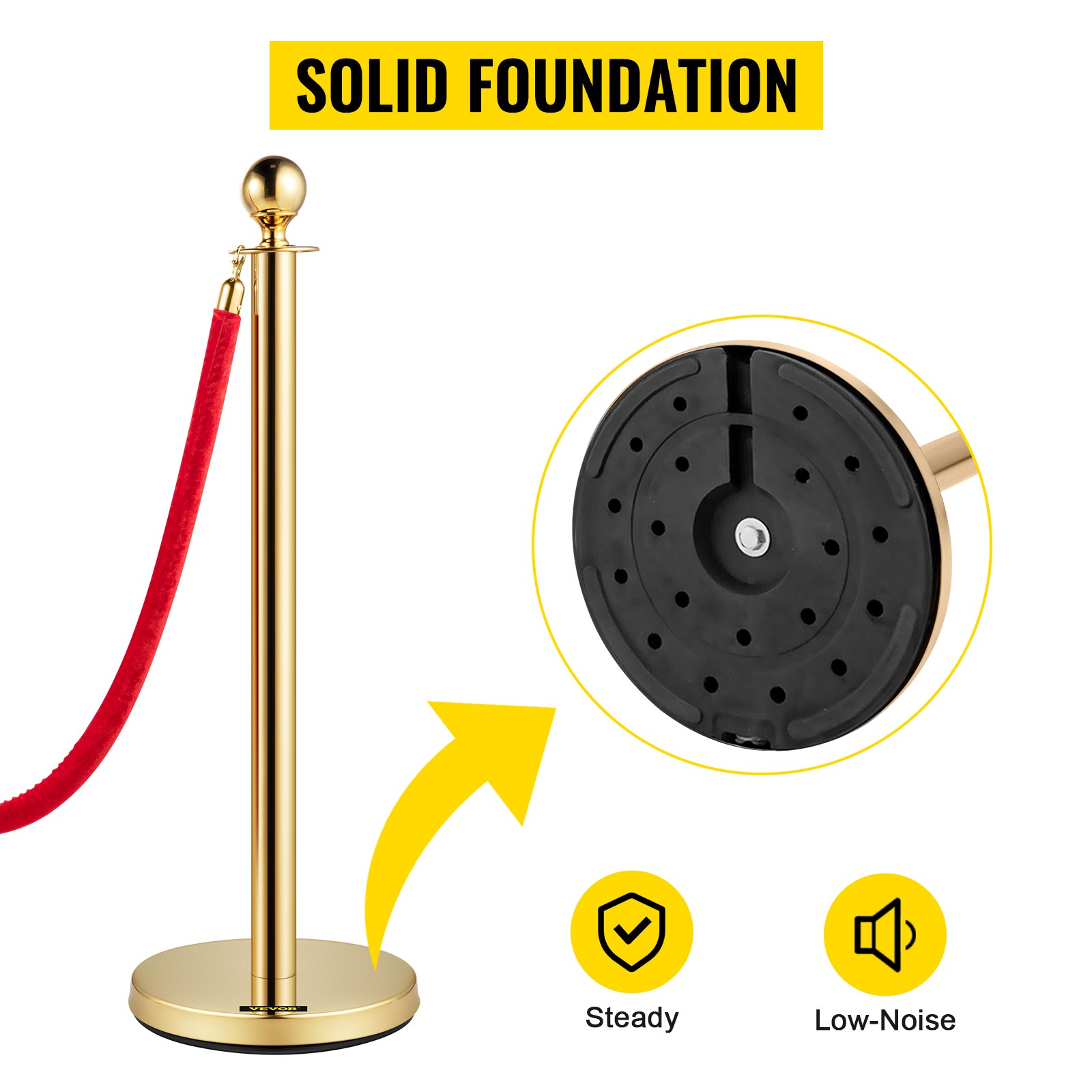38Inch Gold Silver Stanchion Posts Queue Velvet Rope Crowd Control Line Barriers