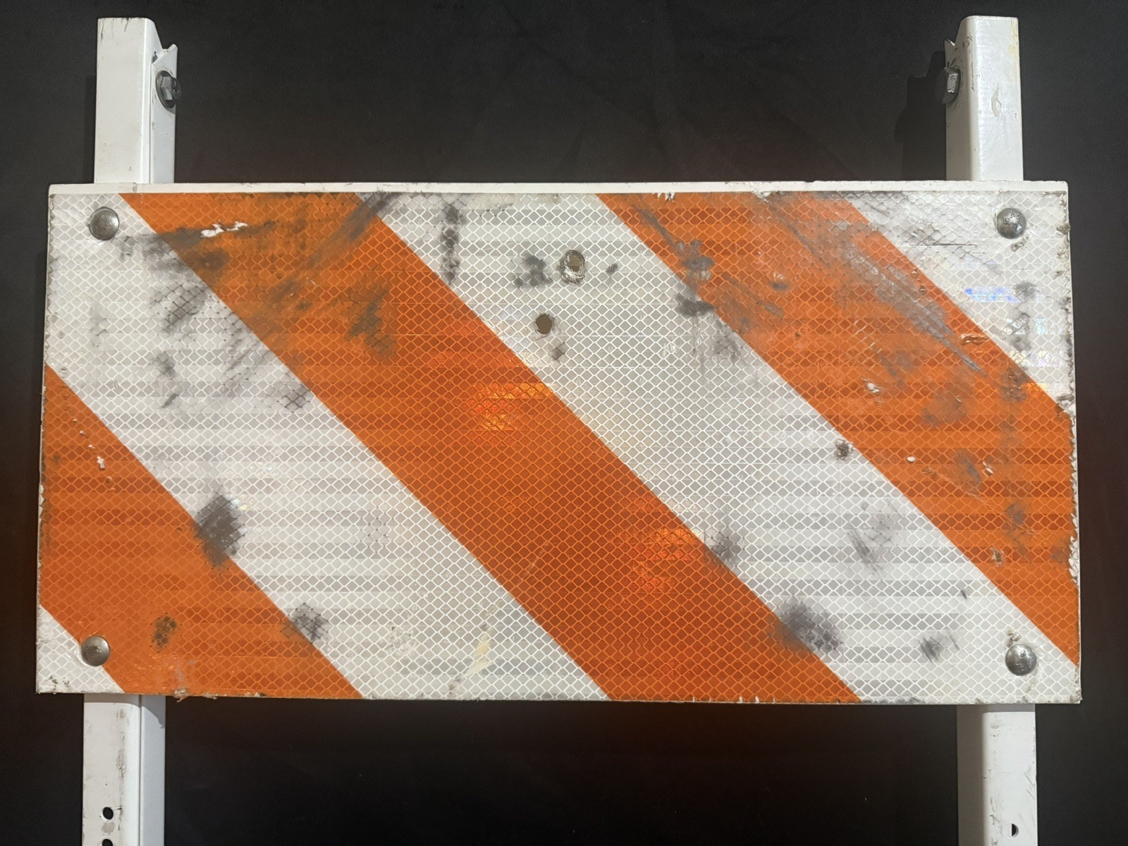 Type I Barricade Used Authentic Retired Reflective Street Traffic Warning Sign