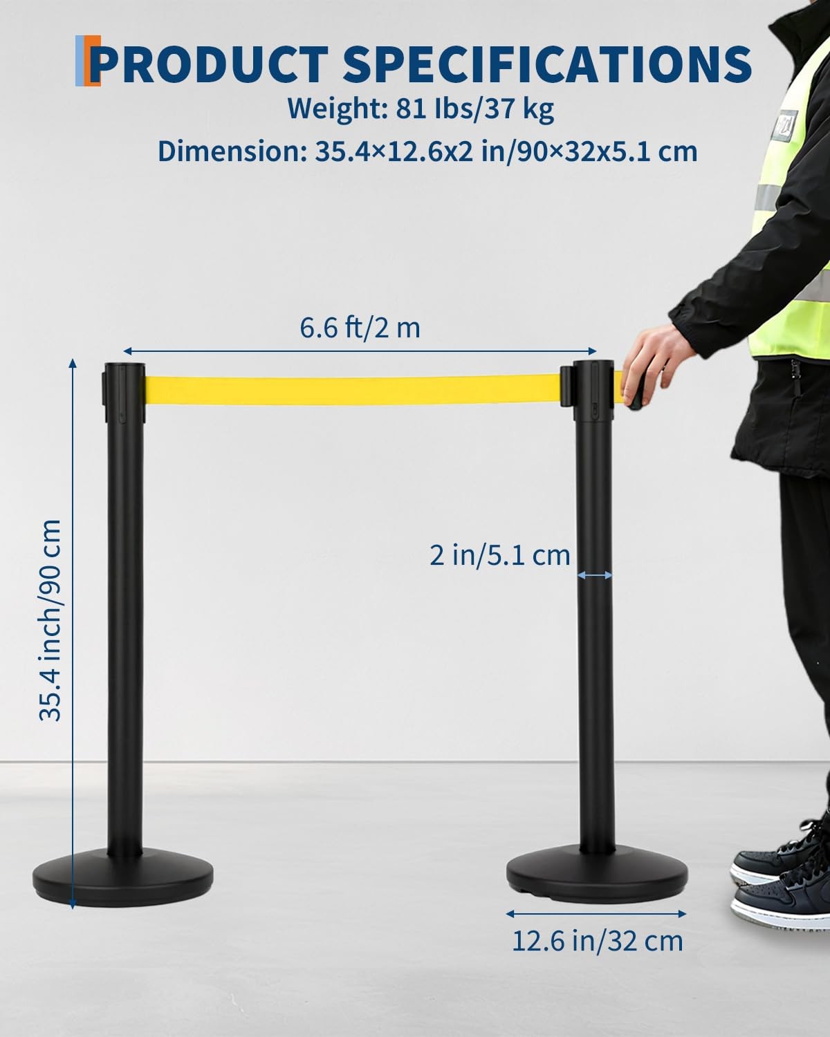 2/4/6Pcs Crowd Control Barrier Queue Poles w/ Retractable Belt Stanchion Posts