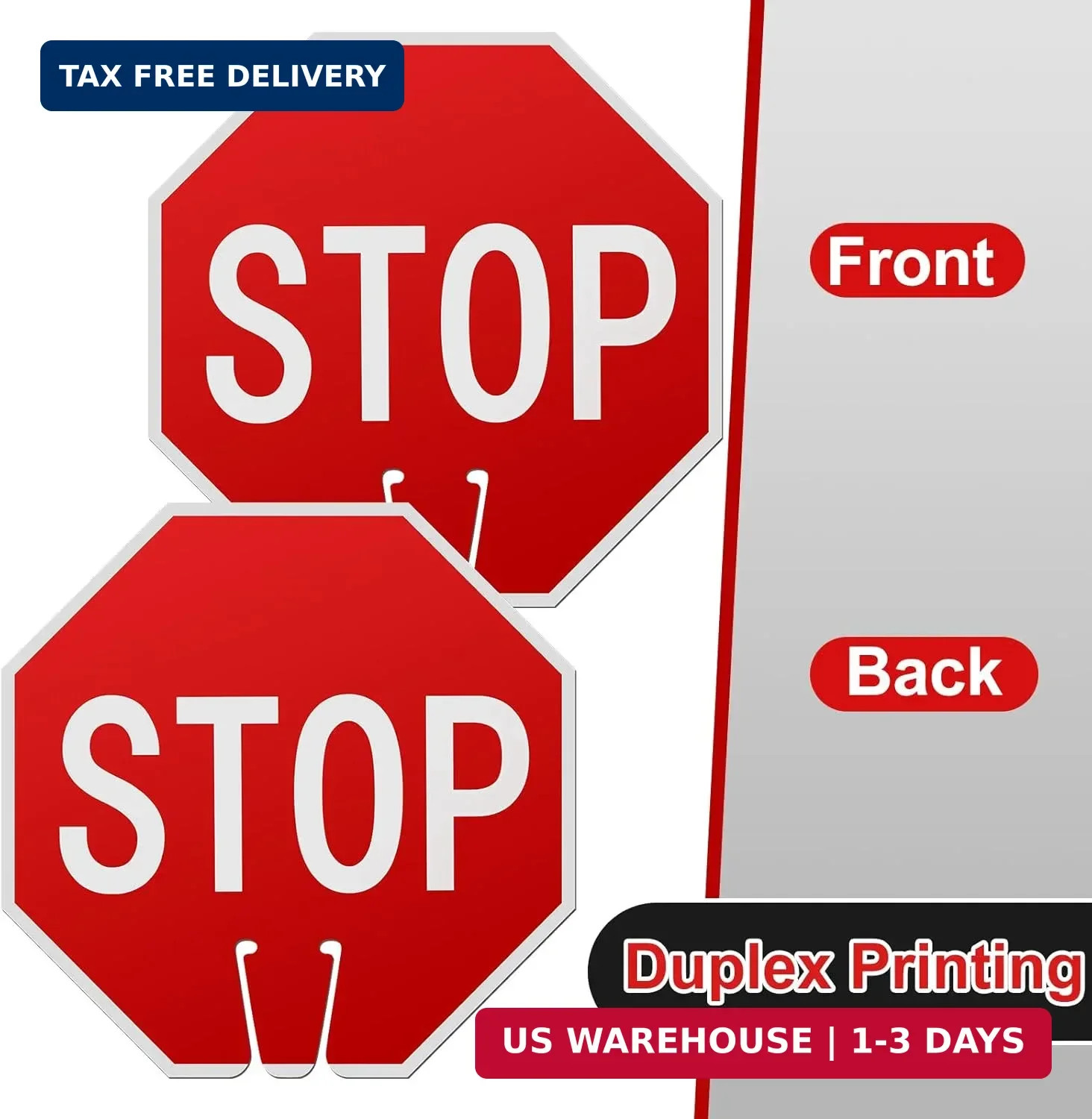Geetery 6 Pcs Stop Signs 12×12″, Durable PVC Traffic Warning for Cones Double-si