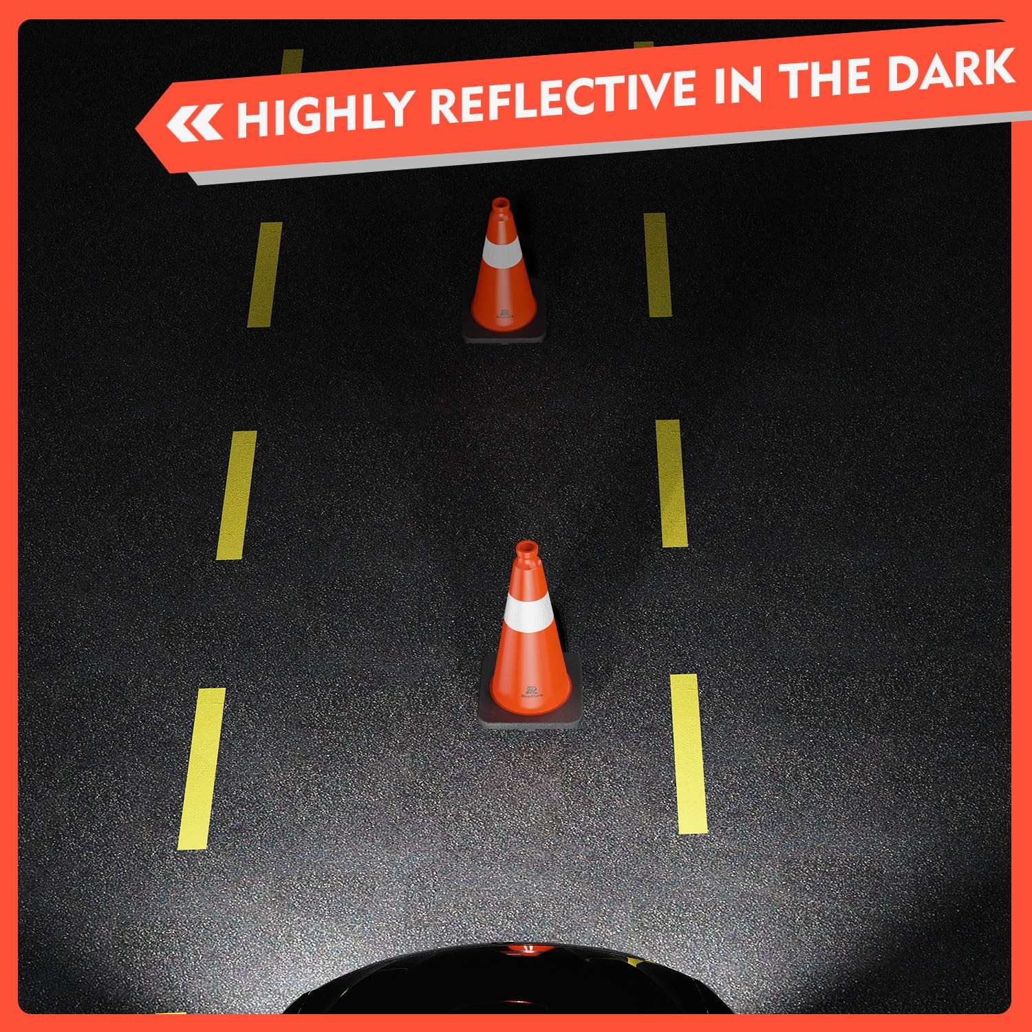 4 Pack Traffic Safety Cones 18 Inch Orange PVC Reflective Weighted Base
