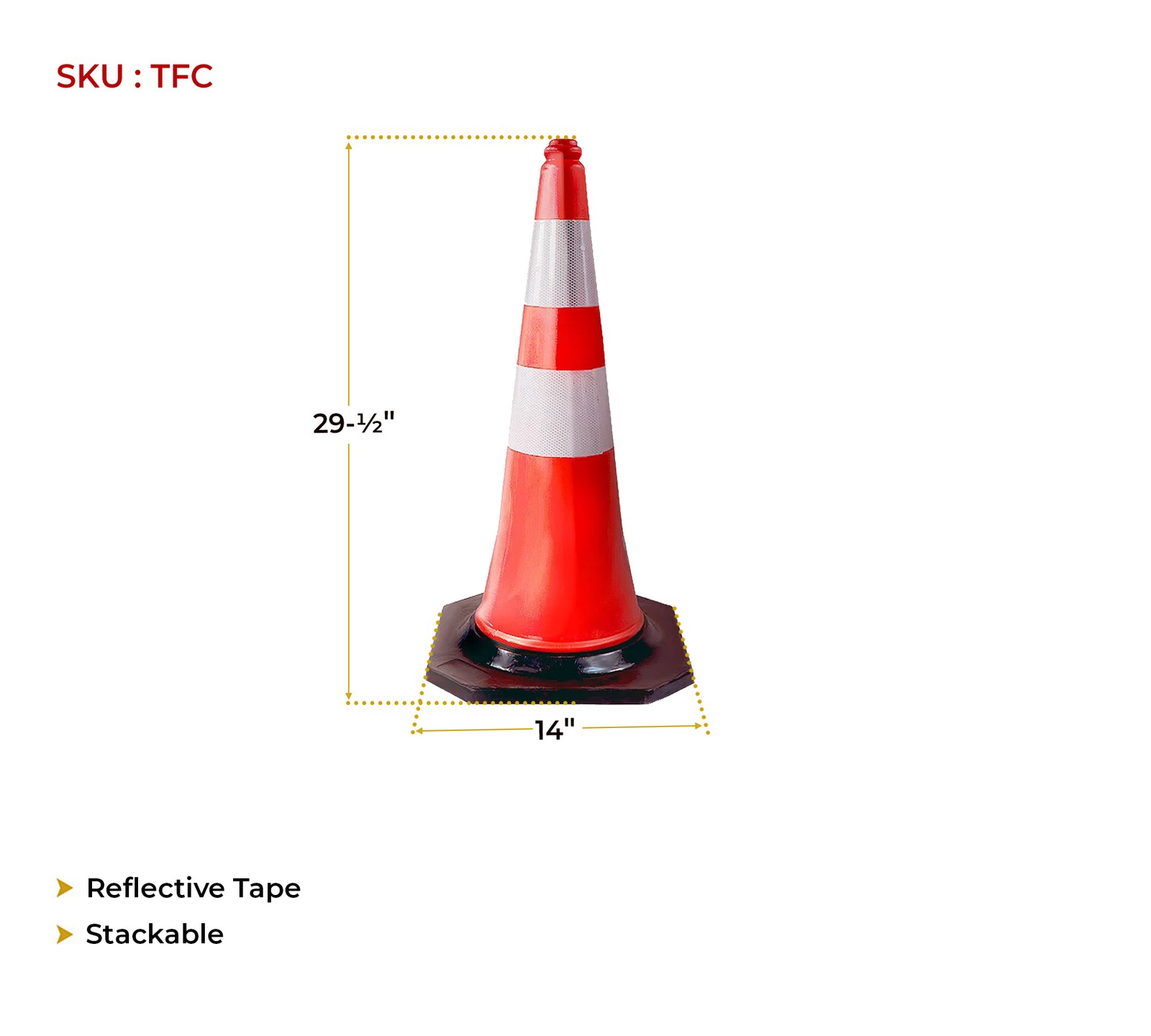 4 Pcs PVC Orange Traffic Safety Cones 28 Inch for Construction Parking Lot Road