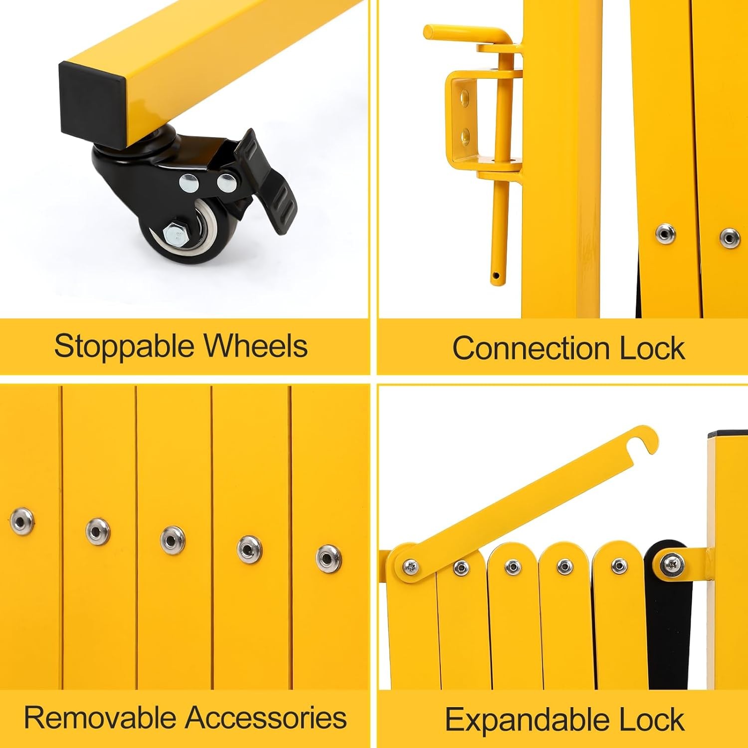11 ft Outdoor Traffic Barricade Gate Metal Expandable Folding Safety Barrier