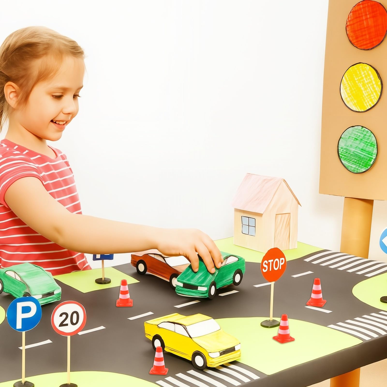 30pcs Mini Traffic Cones, Plastic Miniature Road Safety Cones Training