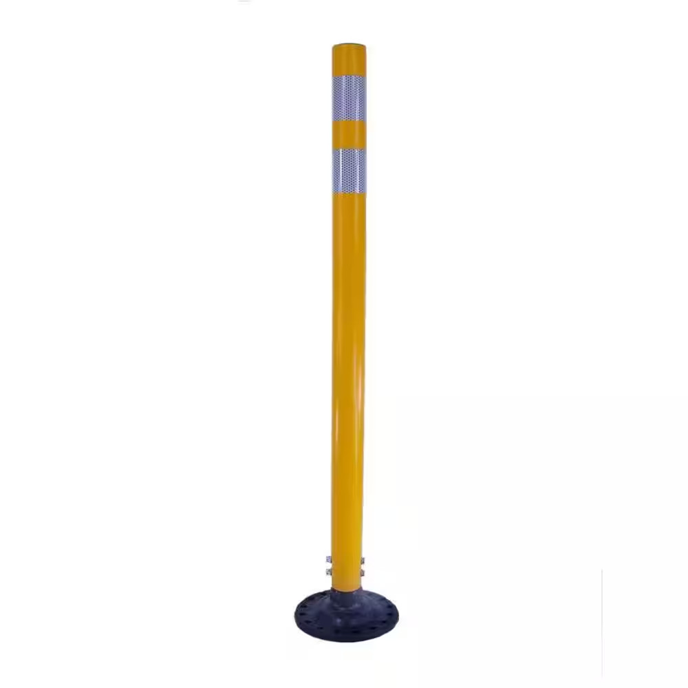 42 In. Yellow round Delineator Post with High-Intensity White Band and Base