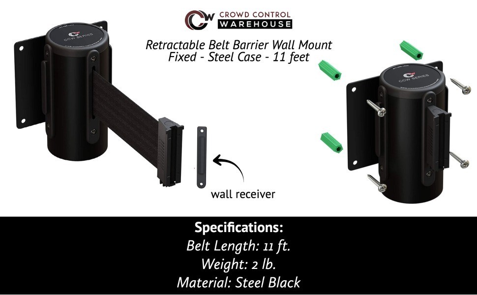 Crowd Control Warehouse – CCW Series WMB-125 Fixed Wall Mount Retractable Belt B