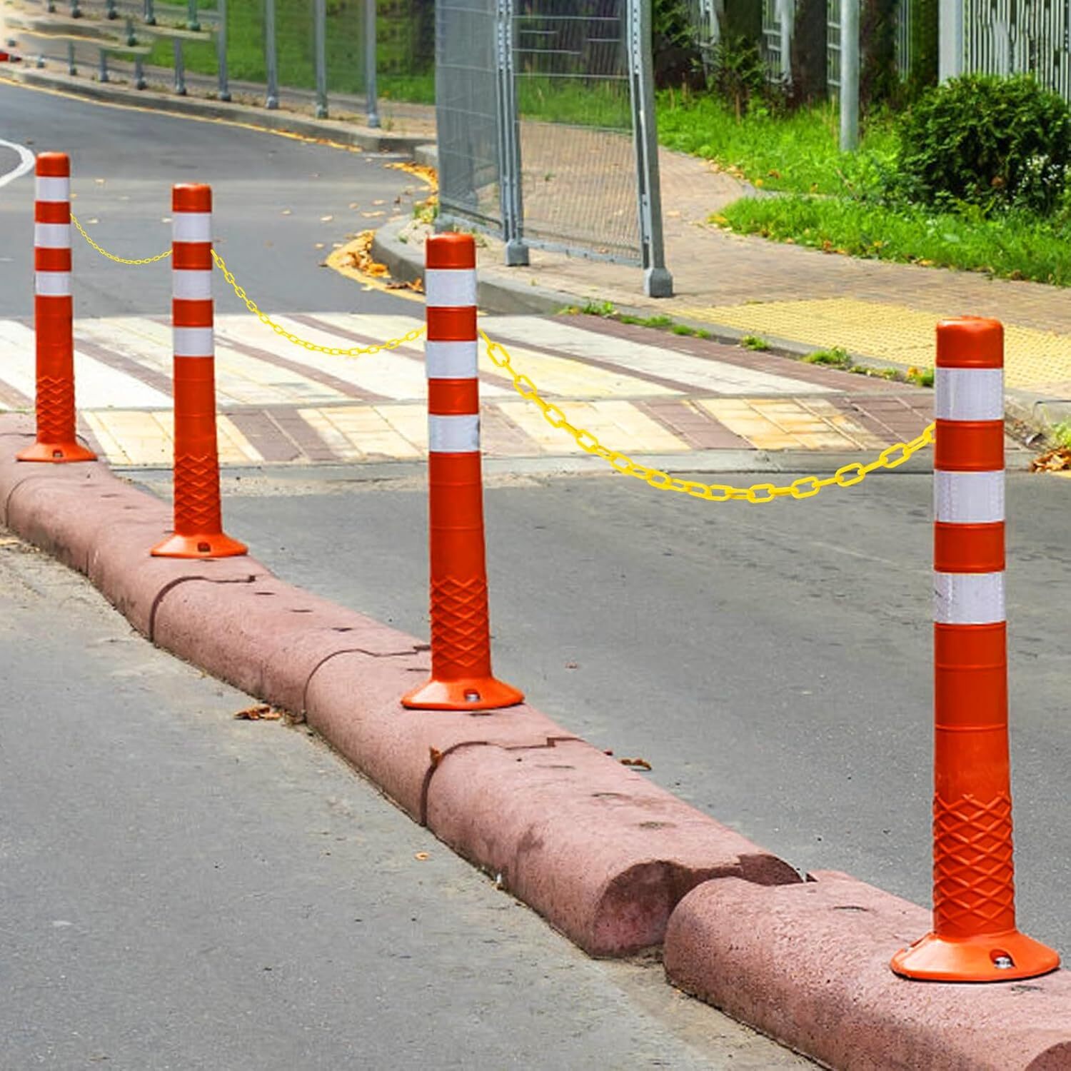 50 Feet Plastic Chain Links Barrier Yellow 50FT