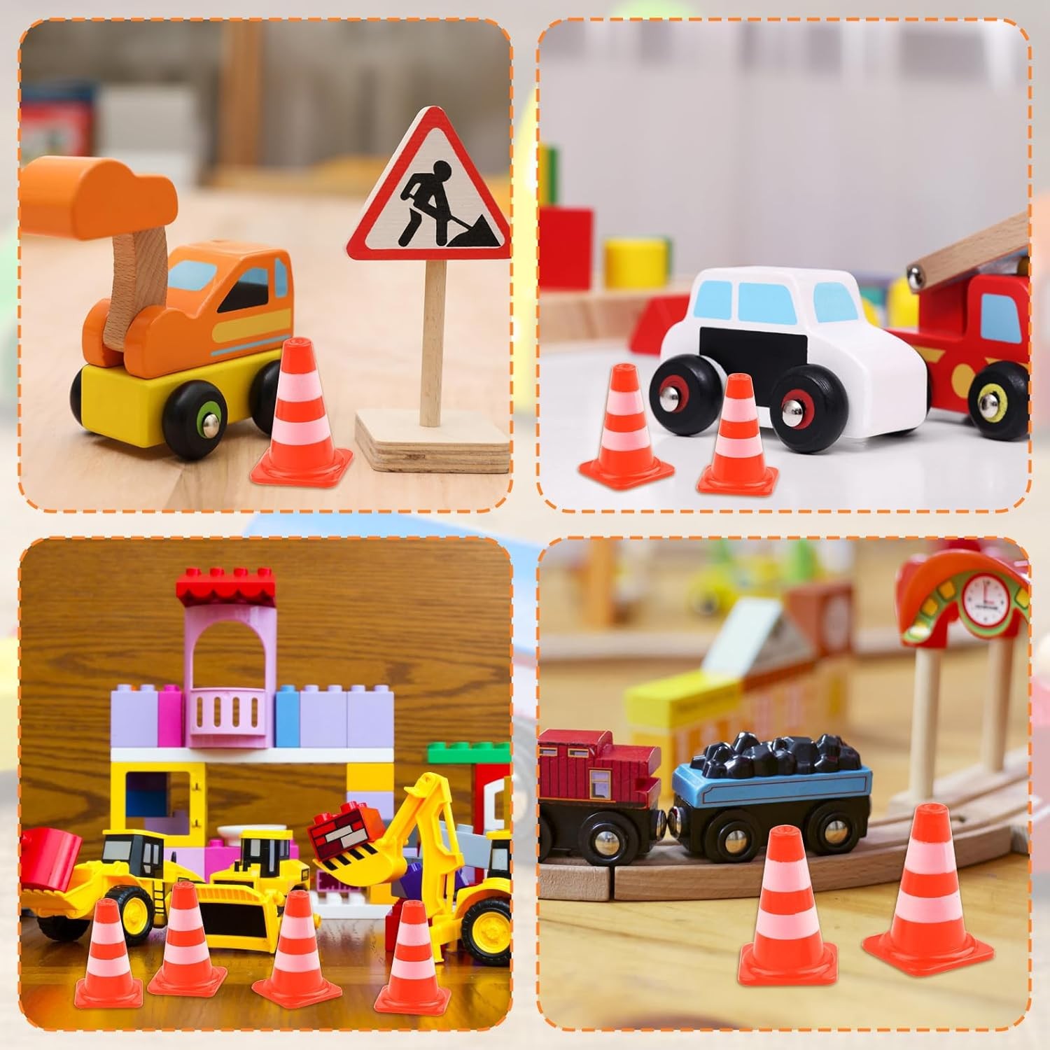30pcs Mini Traffic Cones Orange Plastic Road Safety Cones for Training & Toys