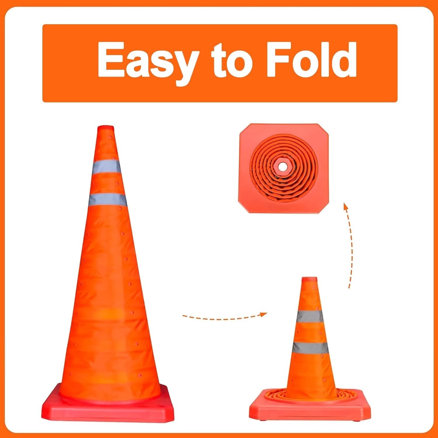 28Inch 12Pack Collapsible Orange Traffic Cone Reflective Collar With Safety Vest