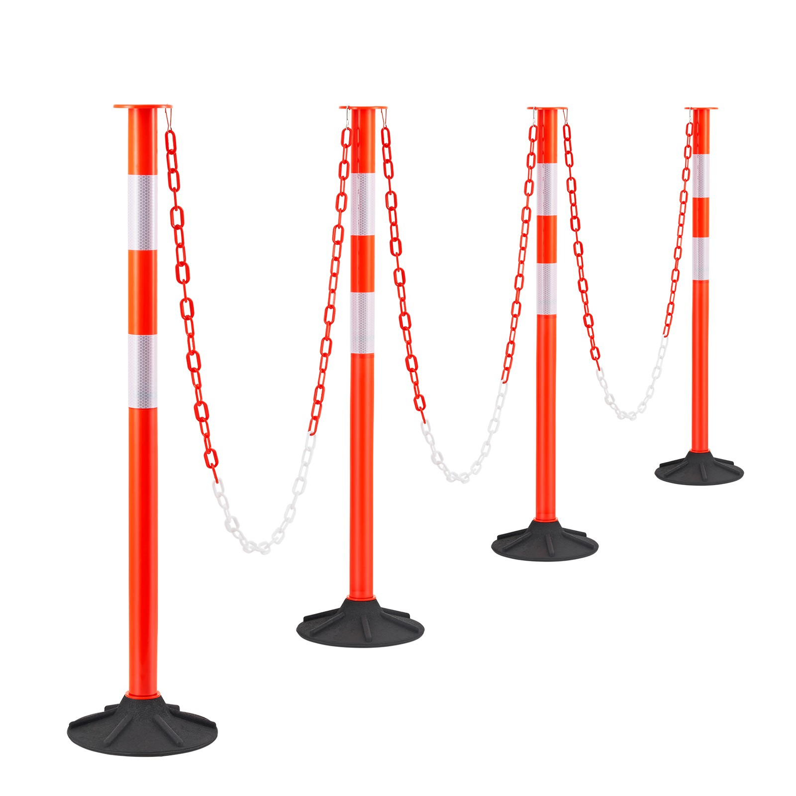 Uimoso 4-Pack Traffic Delineator Posts 34 in Safety Cones Weighted Base & Chains