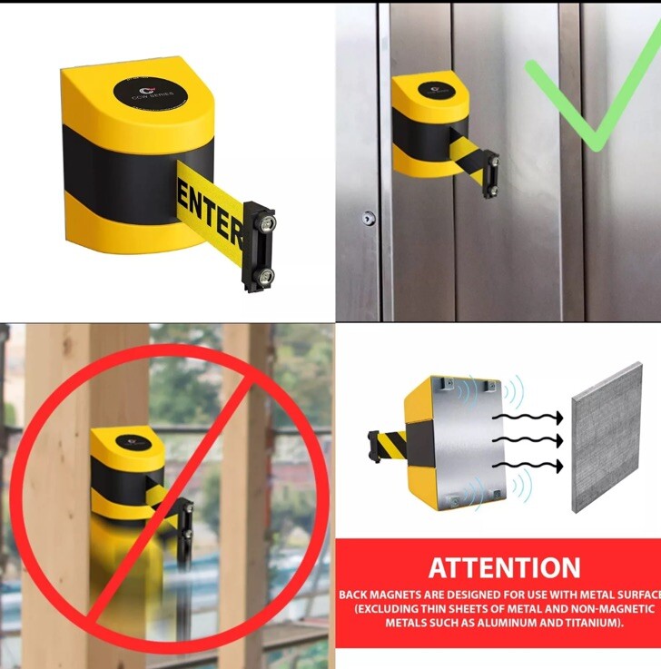 CCW Series WMB-230 Magnetic Wall Mount Retractable Belt Barrier (30 Foot Belt…