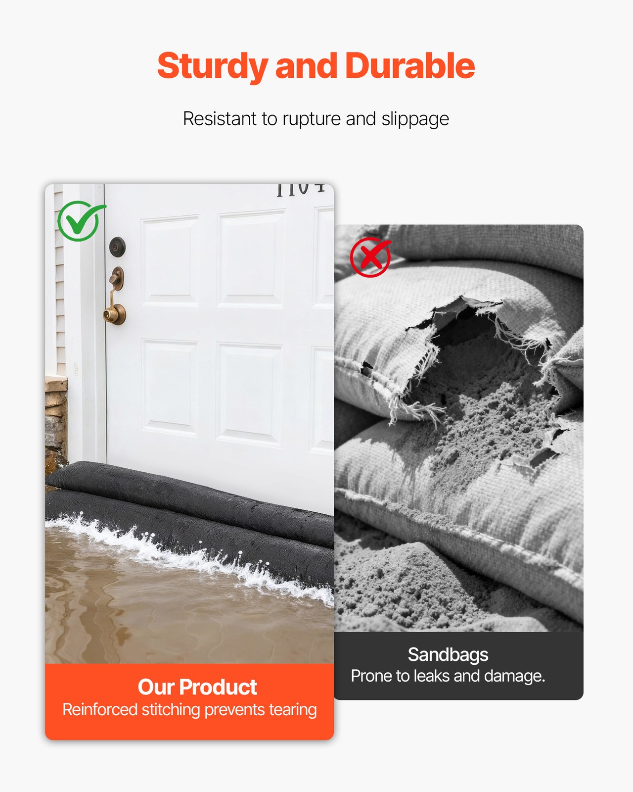 VEVOR Flood Barrier 1.6 x 1.4 ft Reusable Flood Bags Activated by Water 8 Pack