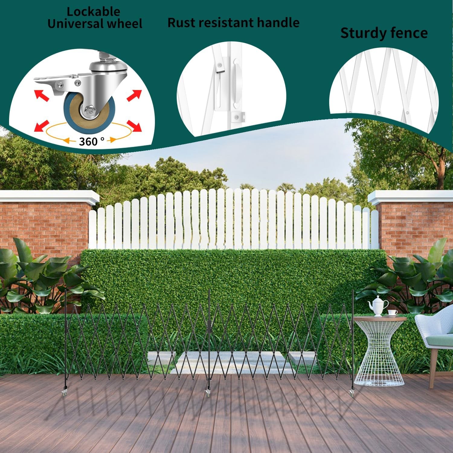Expandable Barricade Gate Accordion Garden Yard Outdoor Indoor Portable Folding