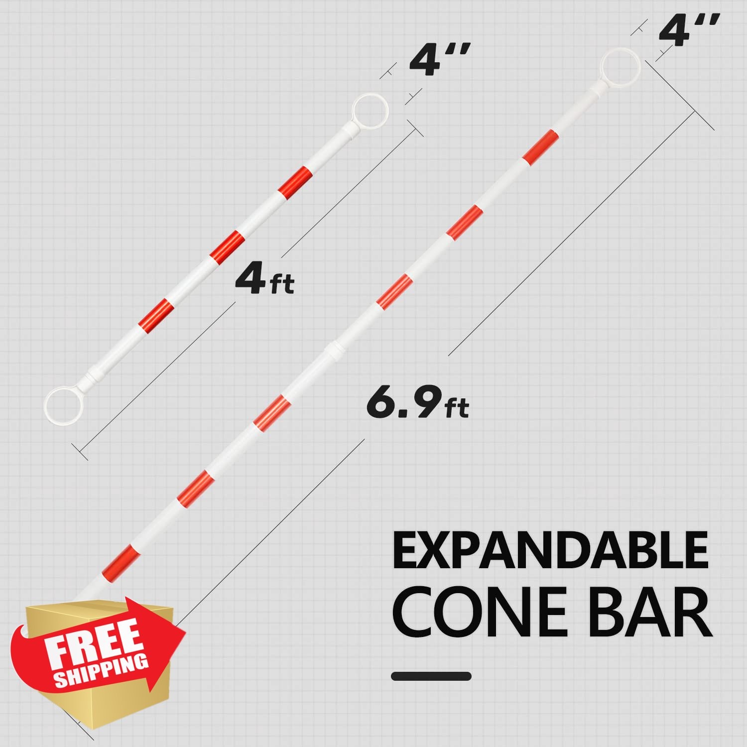 BATTIFE Retractable Traffic Cone Bars Red/White 10Pk