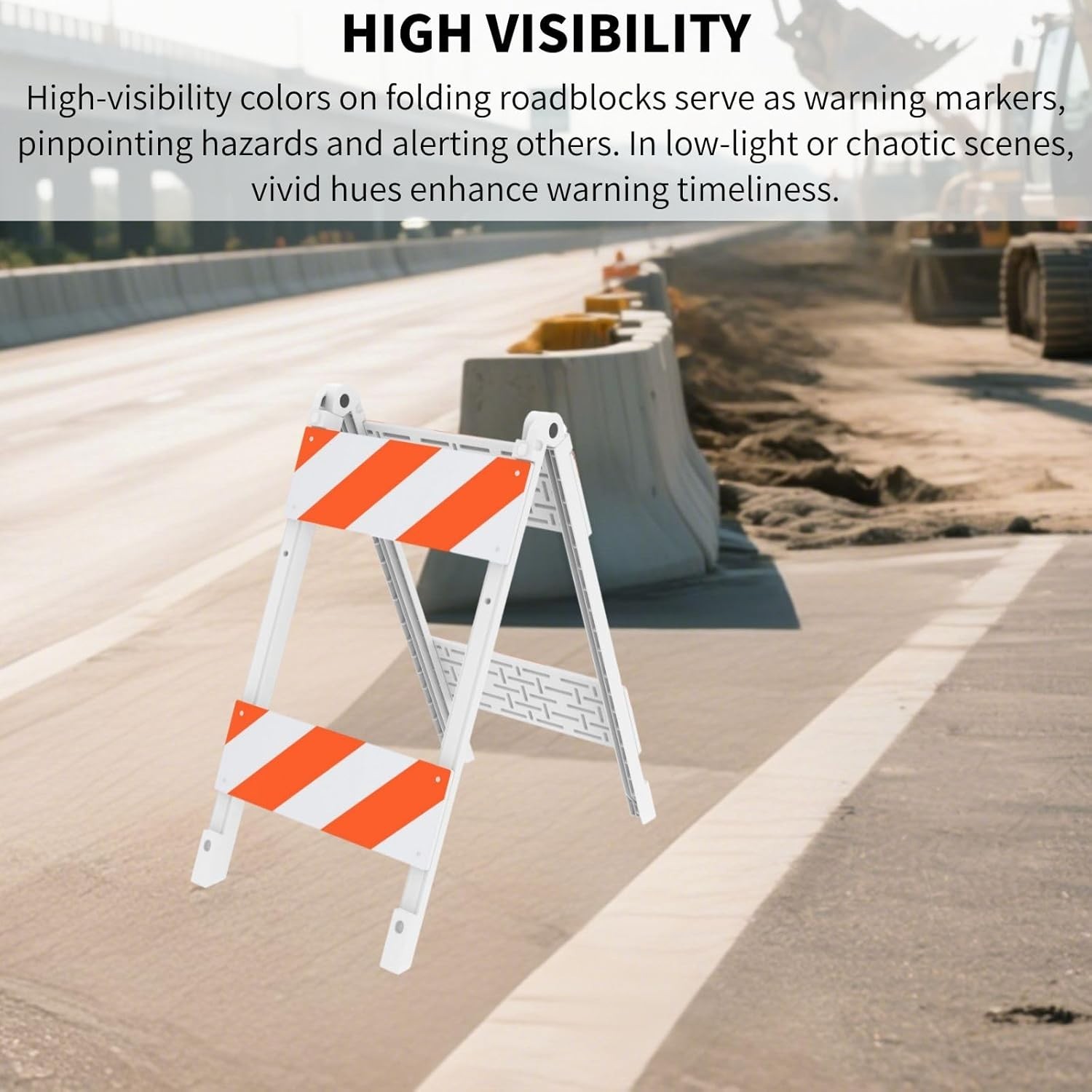 1Pack Type II Foldable Traffic Barricade with Four 8″x24″ Panels with Film