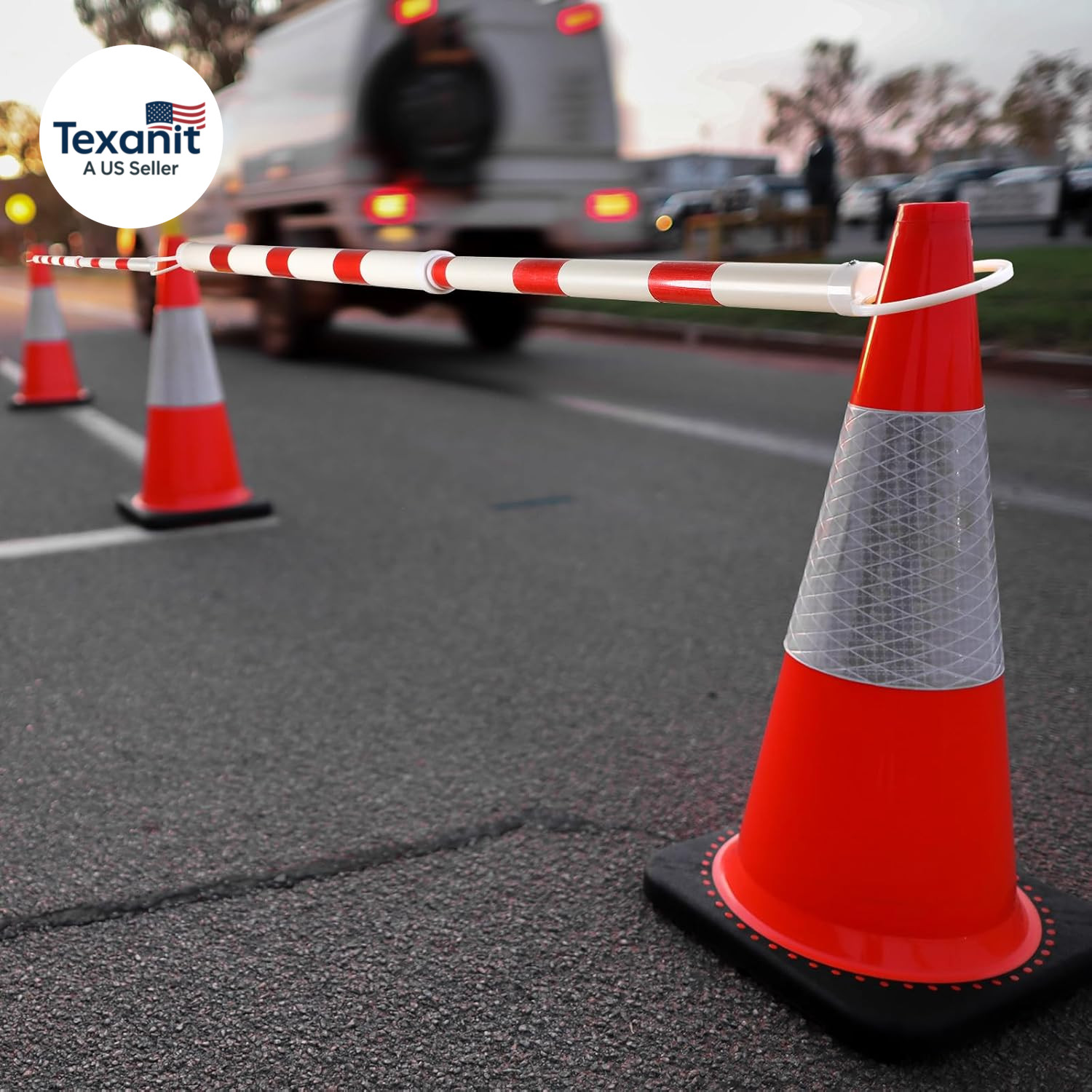 12 Pcs Retractable Traffic Cone Bar Length from 4 to 6.9 Ft Expandable Safety Co