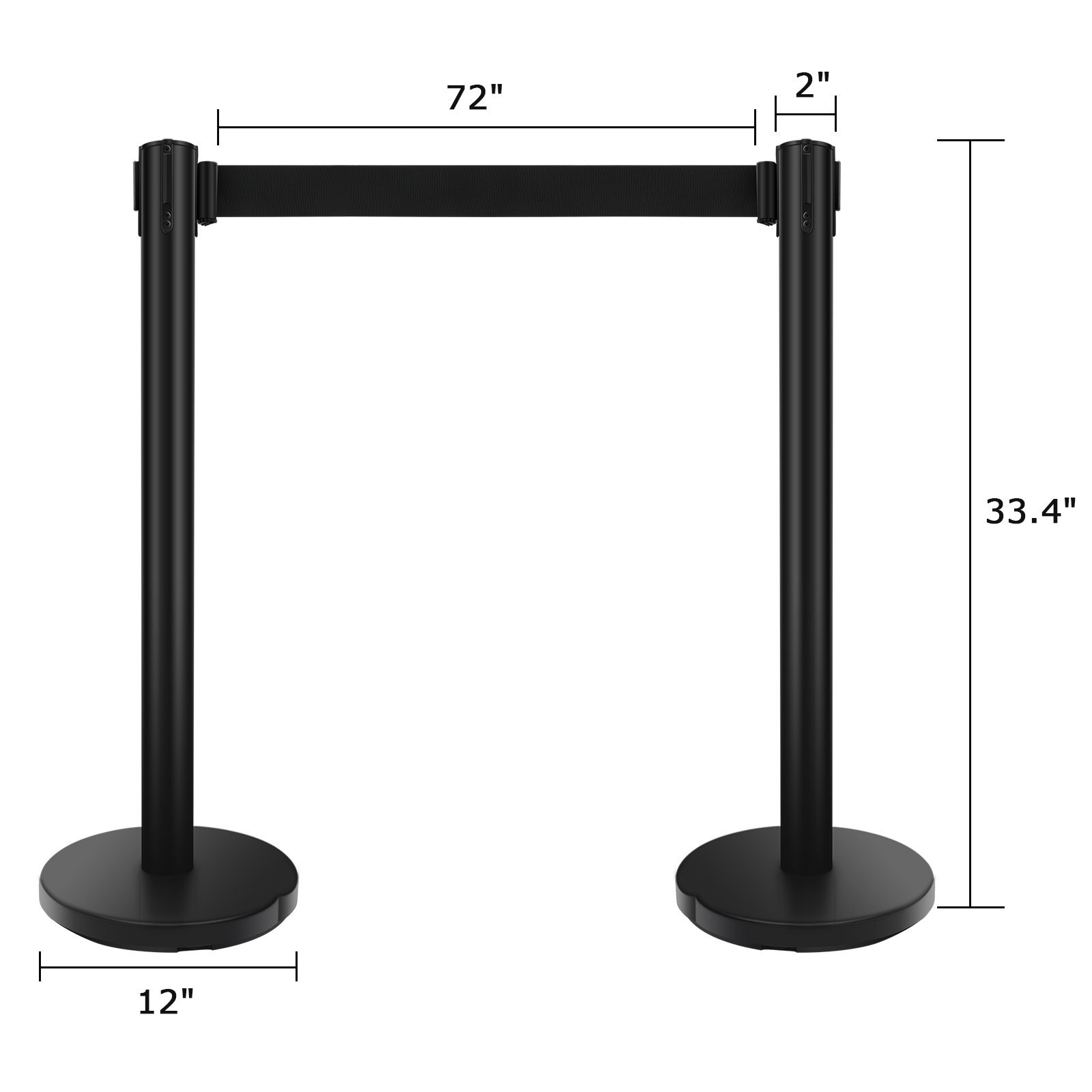 6Pcs Crowd Control Barrier Outdoor Stanchion Queue Pole  Retractable Belt Black