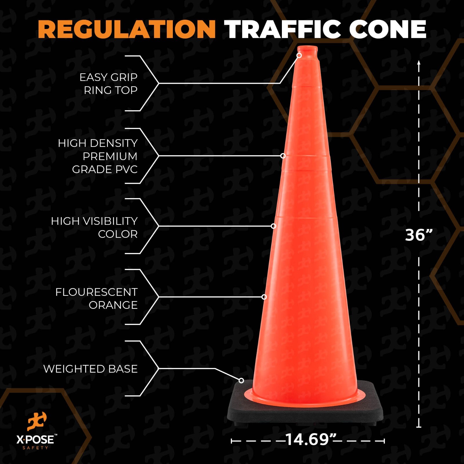 Orange Traffic Cones 36 Inch – PVC Plastic Safety Cone