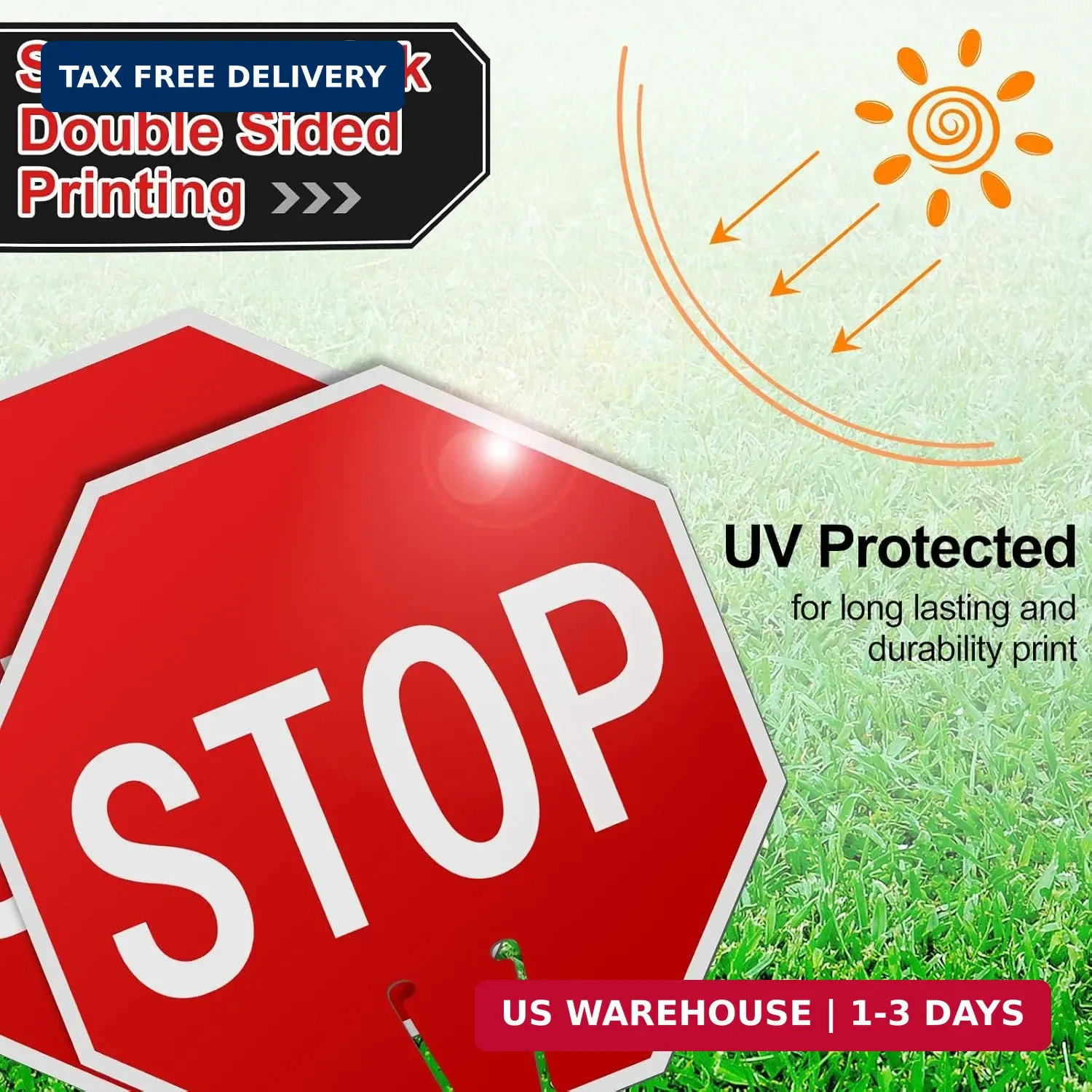 Geetery 6 Pcs Stop Signs 12×12″, Durable PVC Traffic Warning for Cones Double-si