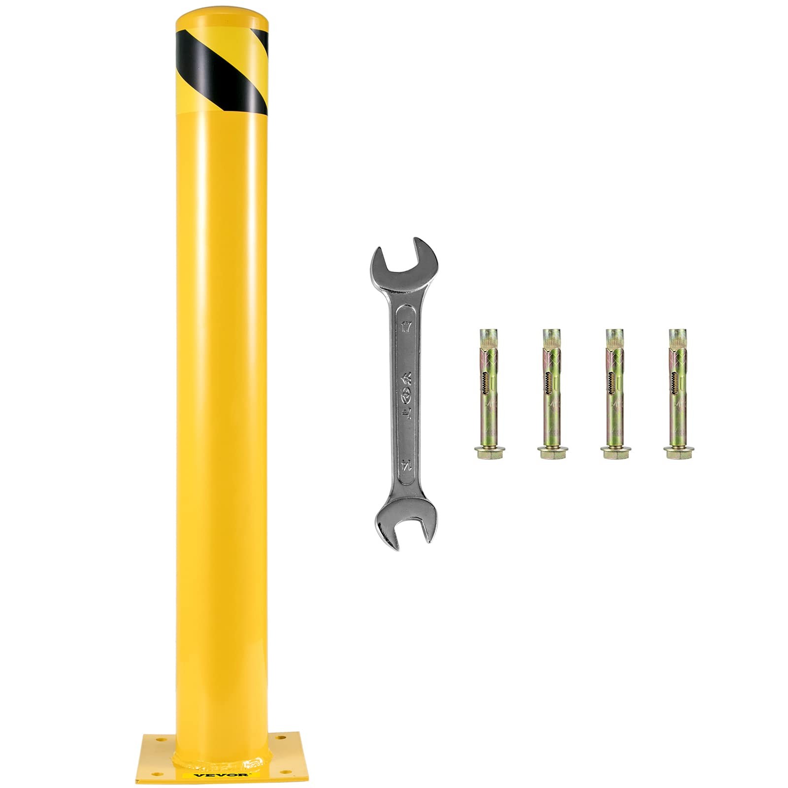 42 Inch Yellow Safety Bollard Q235 Steel Durable Impact Resistant Post