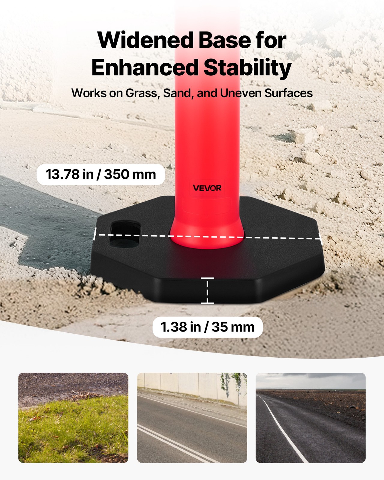VEVOR 9 Packs Traffic Delineator Posts 48 in Traffic Safety Cones Weighted Base