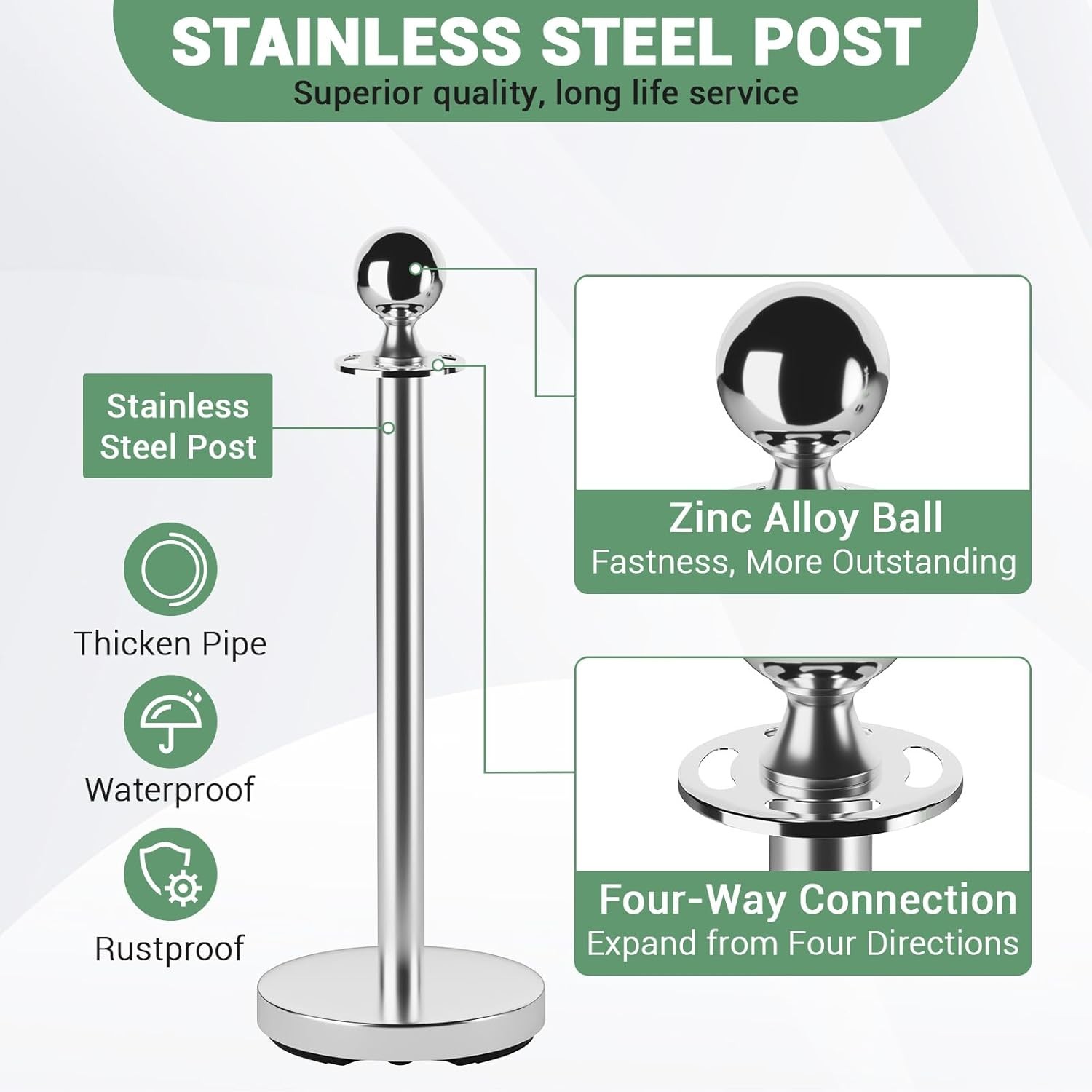 34 inch Stainless Steel Stanchion Posts with Red Velvet Ropes,8 Poles + 4 Cords