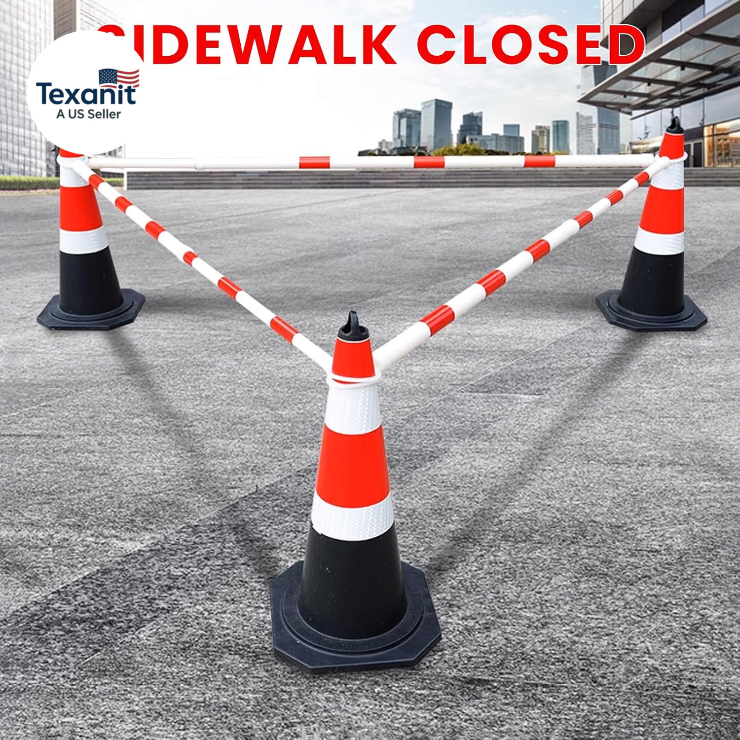 6 Pcs Retractable Traffic Cone Bar from 4Ft to 7.2Ft, Expandable Safety Cone Bar