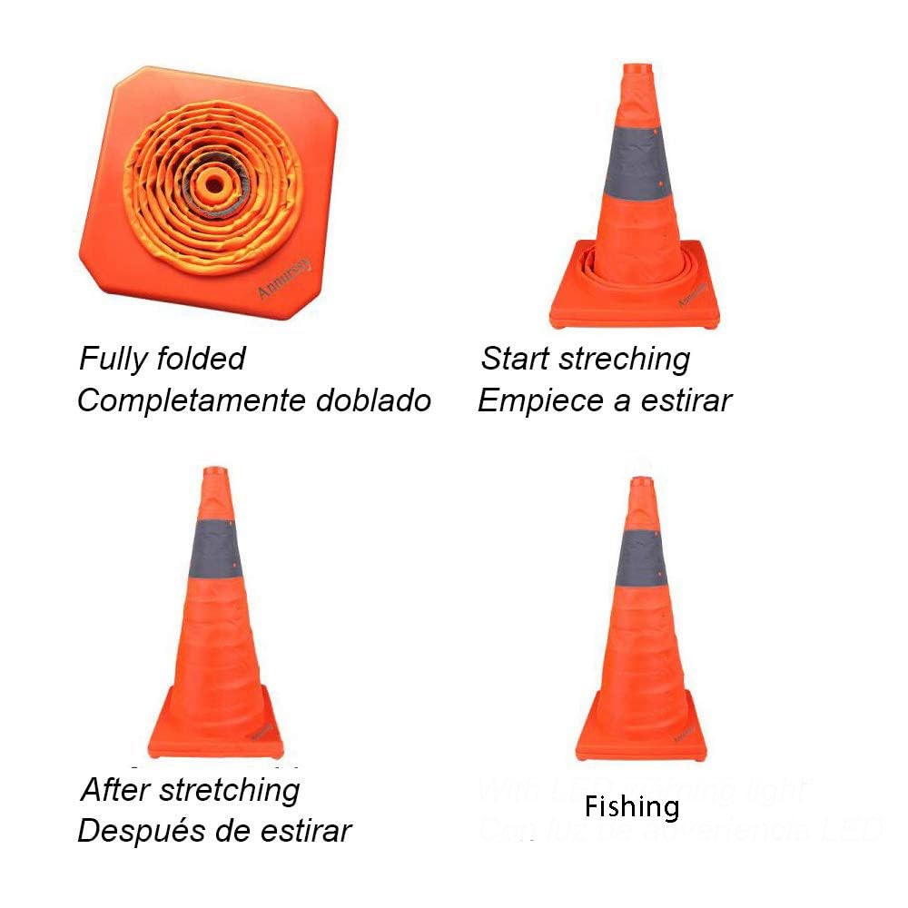 28 Collapsible Traffic Cone LED Light Pop Up Reflective Safety Cone Portable