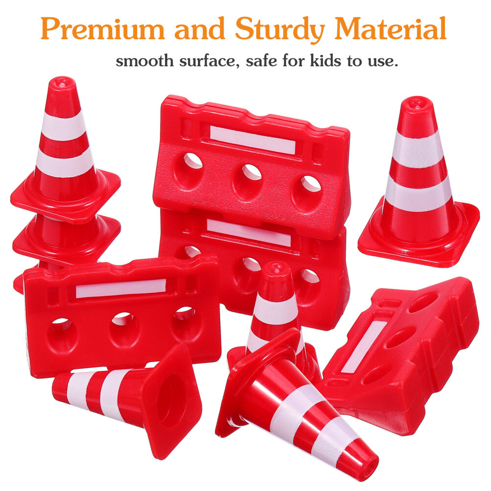 24 Pcs Road Sign Barricade Toy Mini Traffic Cones and Signs Construction Baby