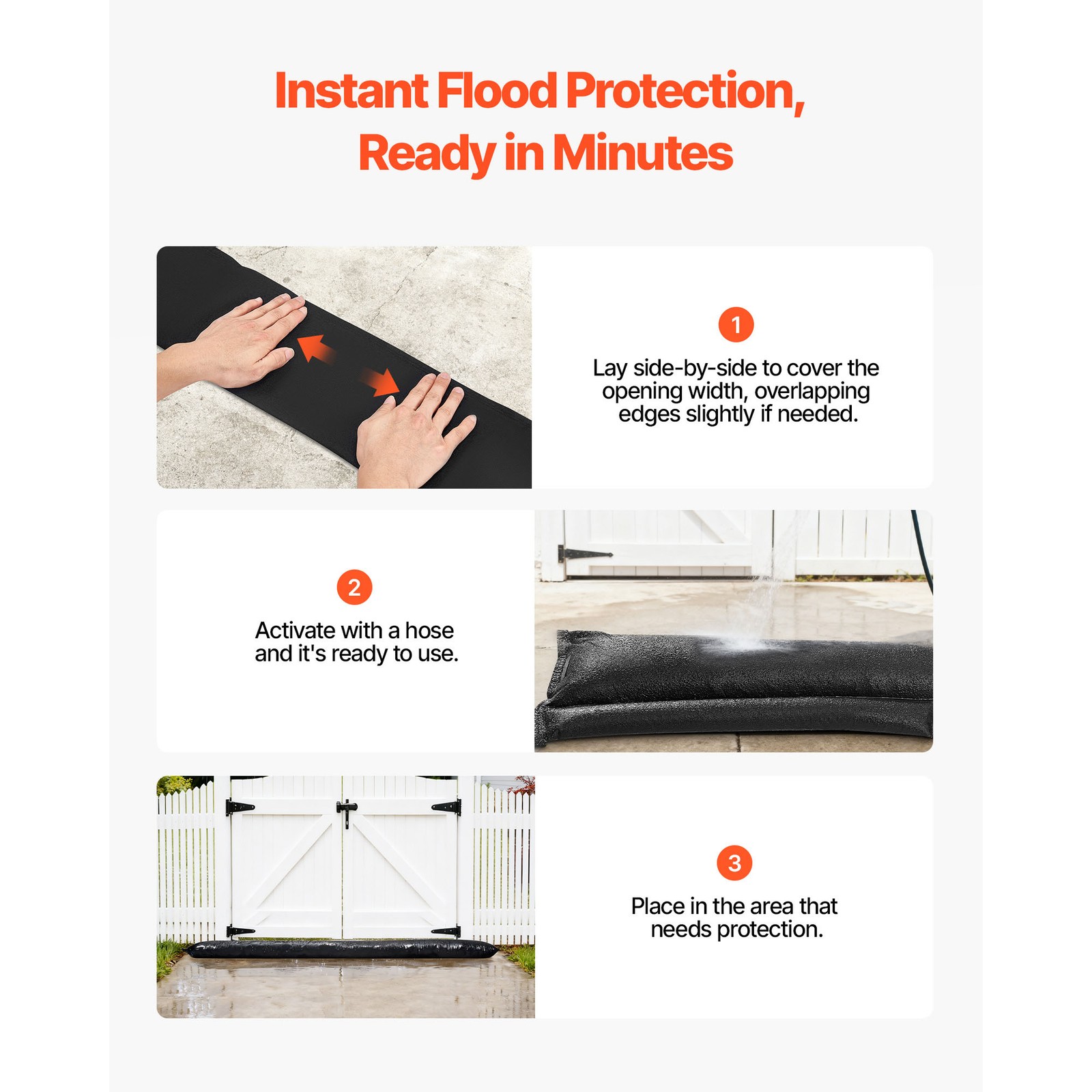 Uimoso Flood Barrier 10 x 0.7 ft Reusable Flood Bags Activated by Water 8 Pack