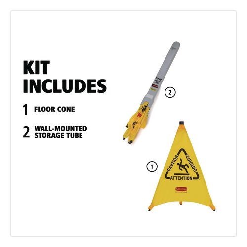 Rubbermaid Commercial Pop-Up Wet Floor Safety Cone, 21 x 21 x 30, Yellow