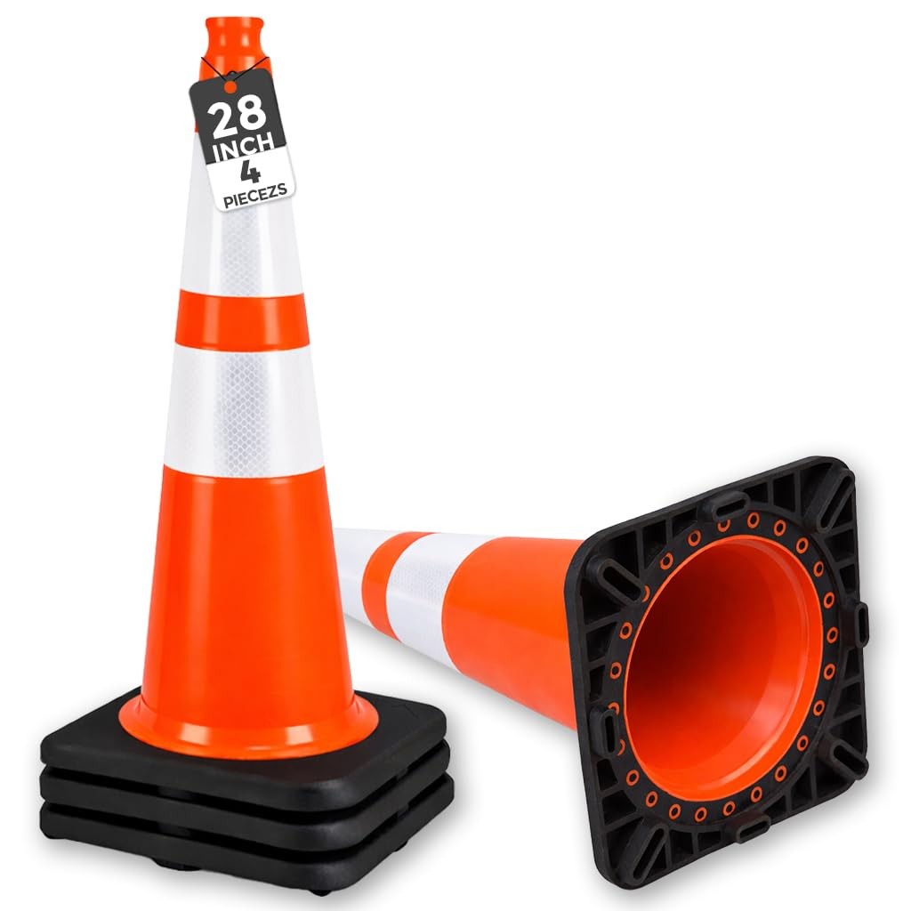 8 Pack 28” inch Traffic Safety Cones Orange Road Parking Cones Heavy Duty